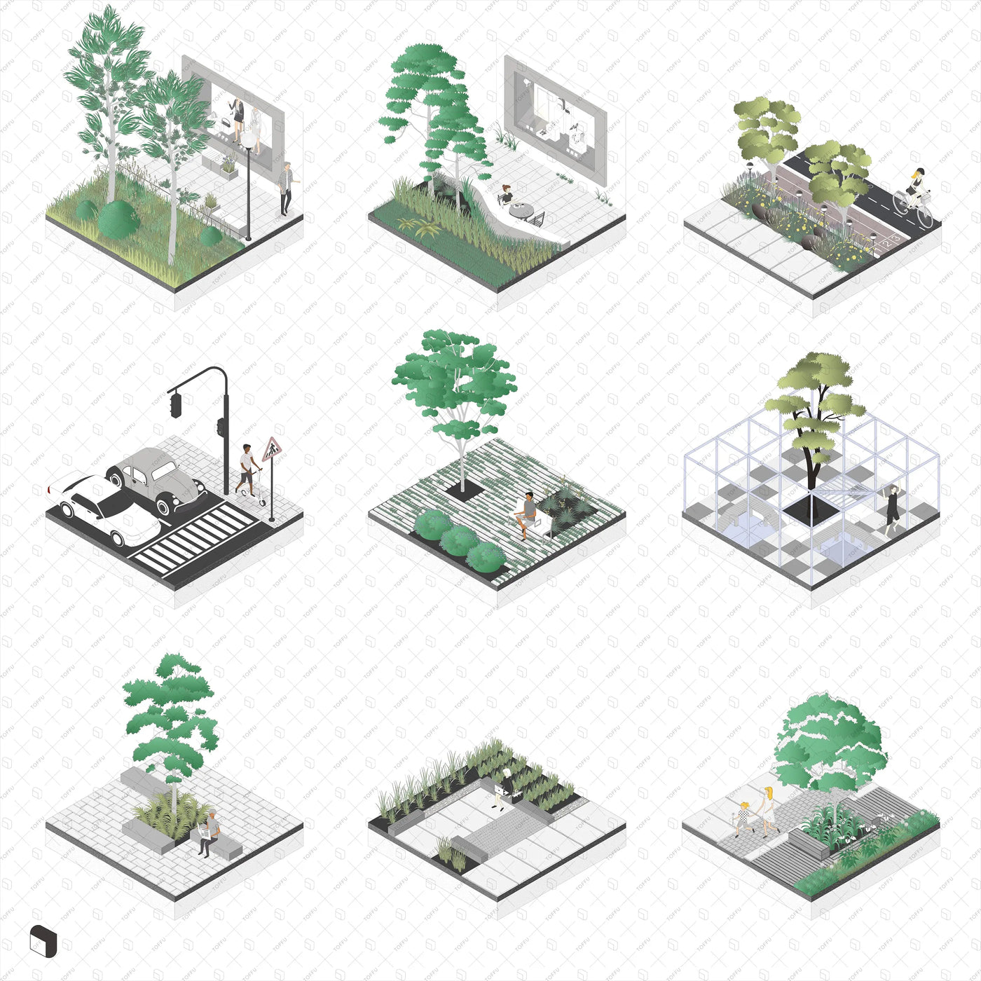 Axonometric Urban Landscape Toffu Co