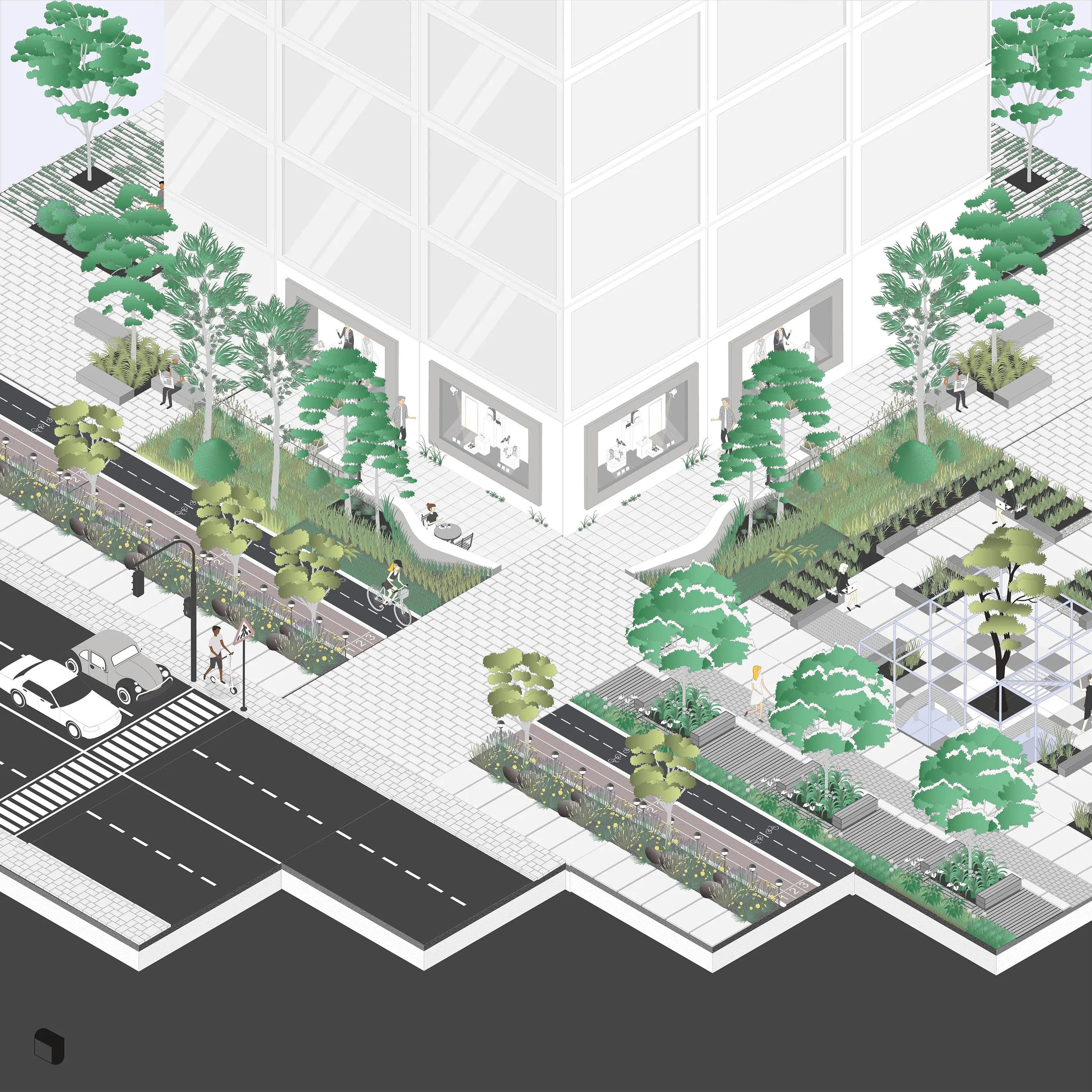 Axonometric Urban Landscape Digital Artwork drawings | Toffu Co