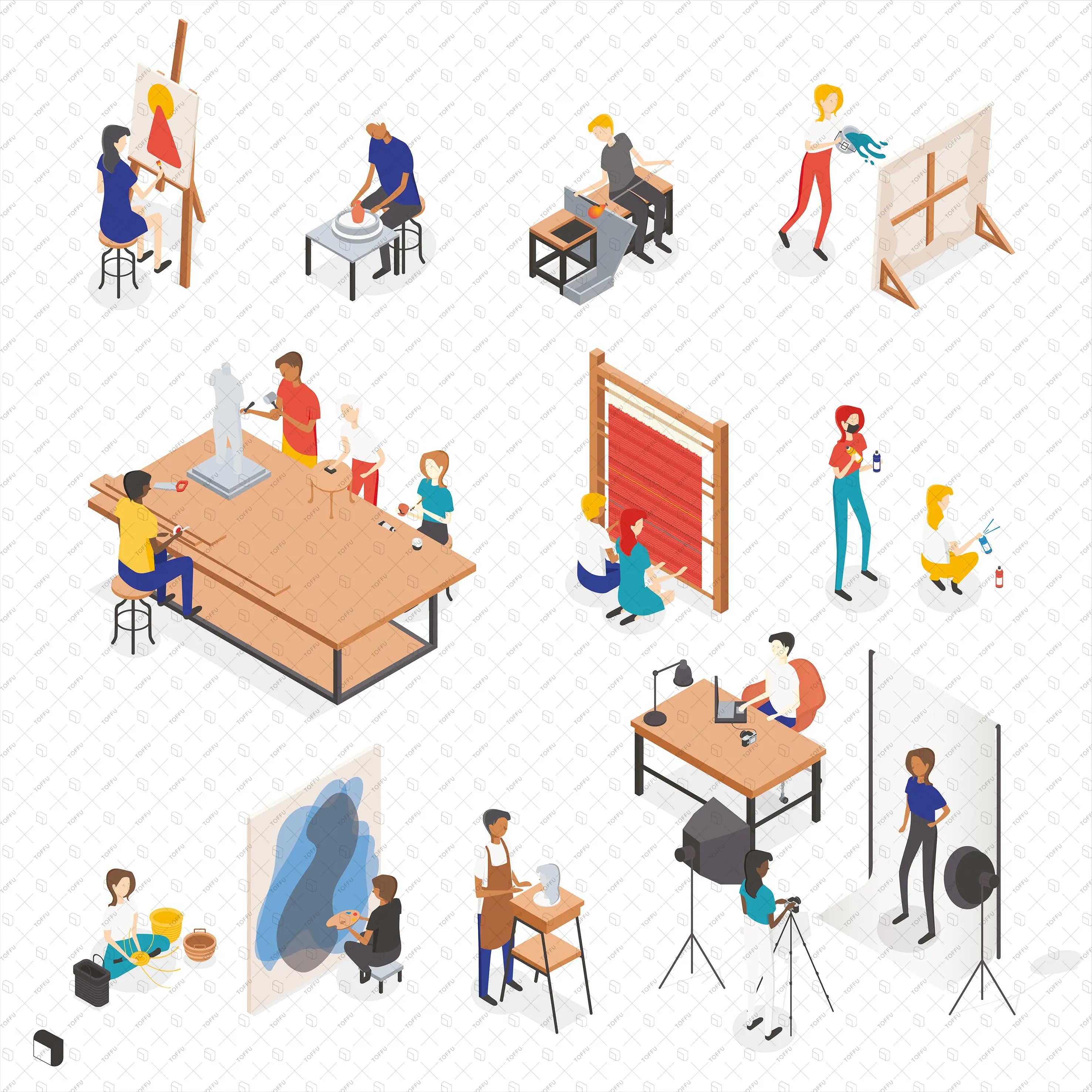 Axonometric Artist & Craft Digital Artwork drawings | Toffu Co
