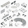 Axonometric University People & Furniture Digital Artwork drawings | Toffu Co
