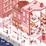Axonometric Valentines's Day Furniture & People Digital Artwork drawings | Toffu Co