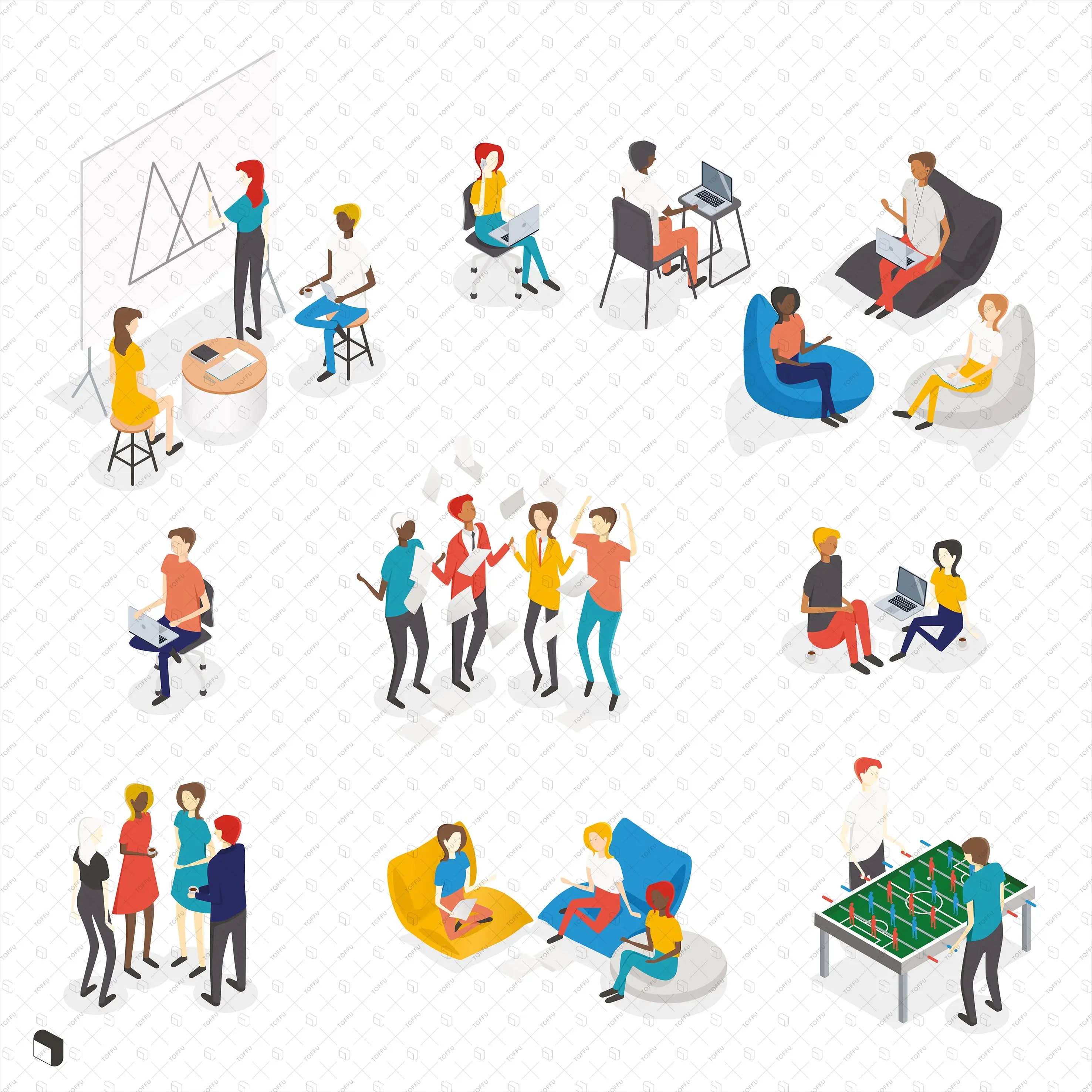 Axonometric Office 2 Digital Artwork drawings | Toffu Co