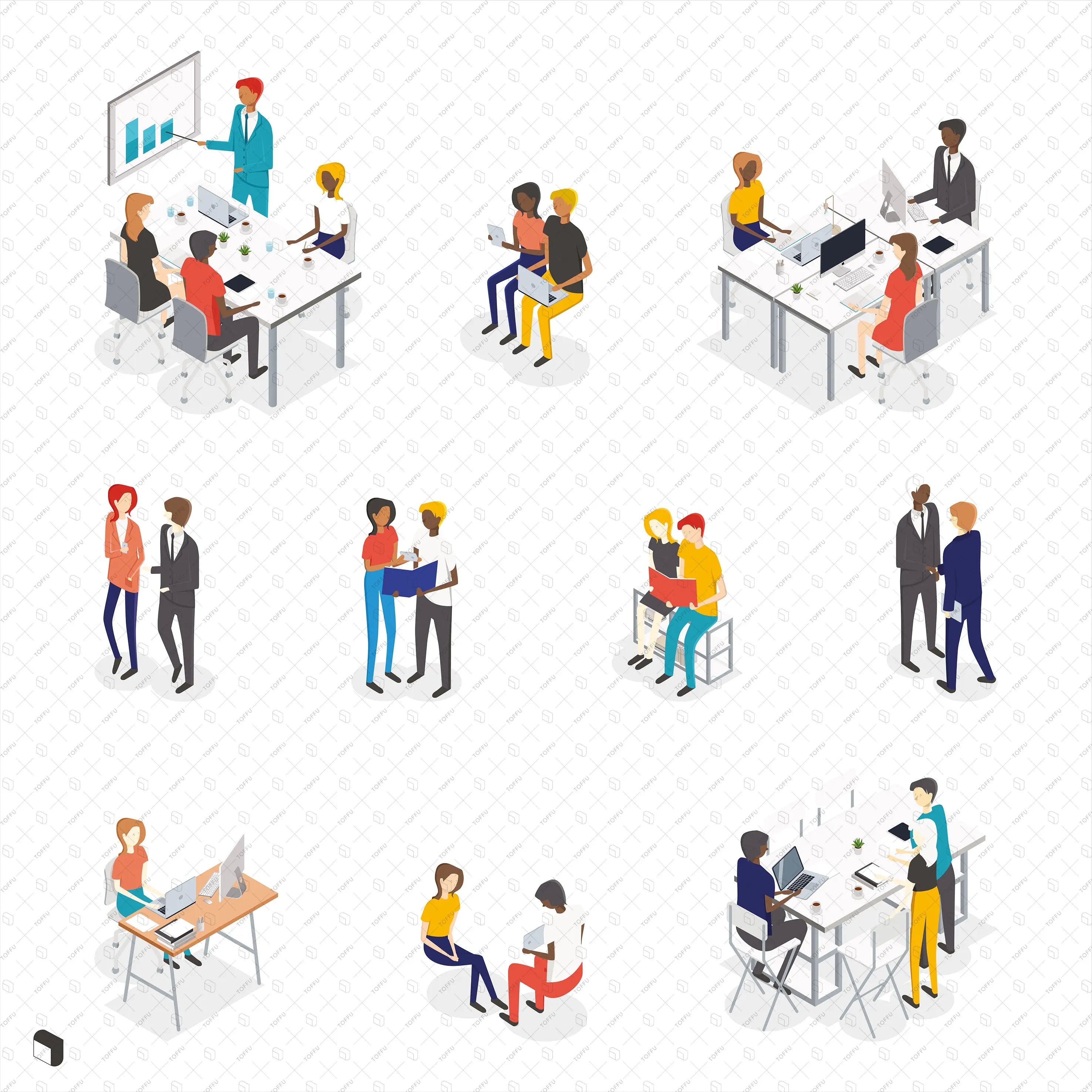 Axonometric Office 3 Digital Artwork drawings | Toffu Co