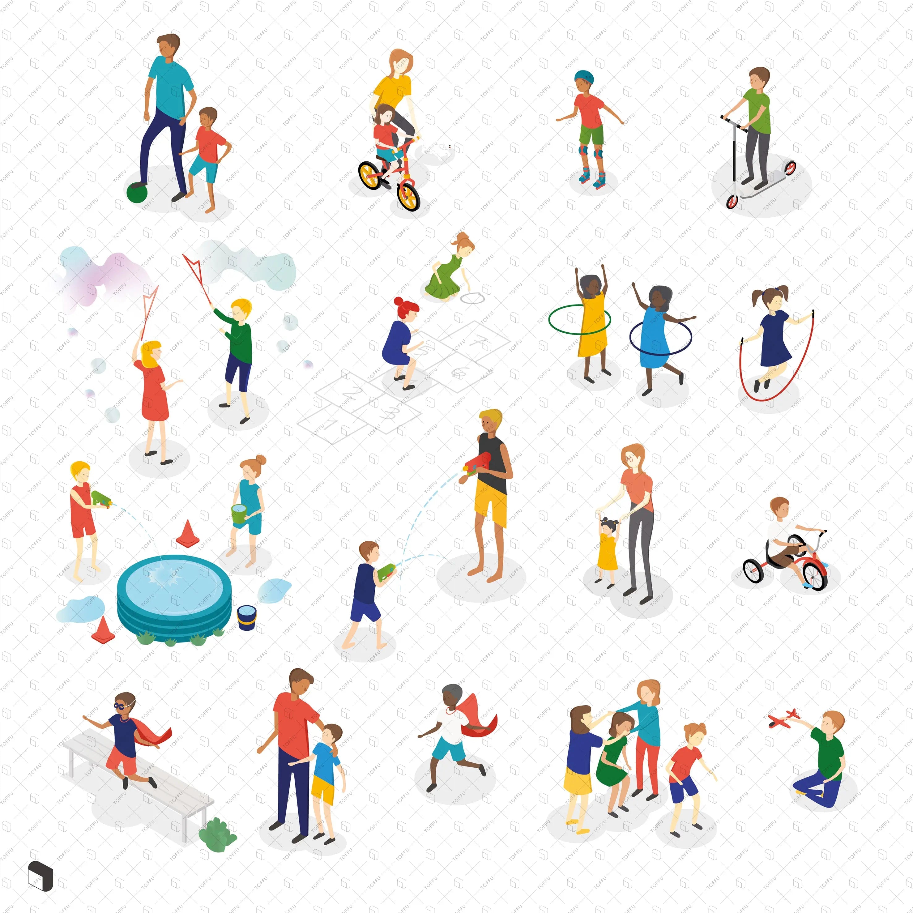 Axonometric Outdoor Kids Digital Artwork drawings | Toffu Co