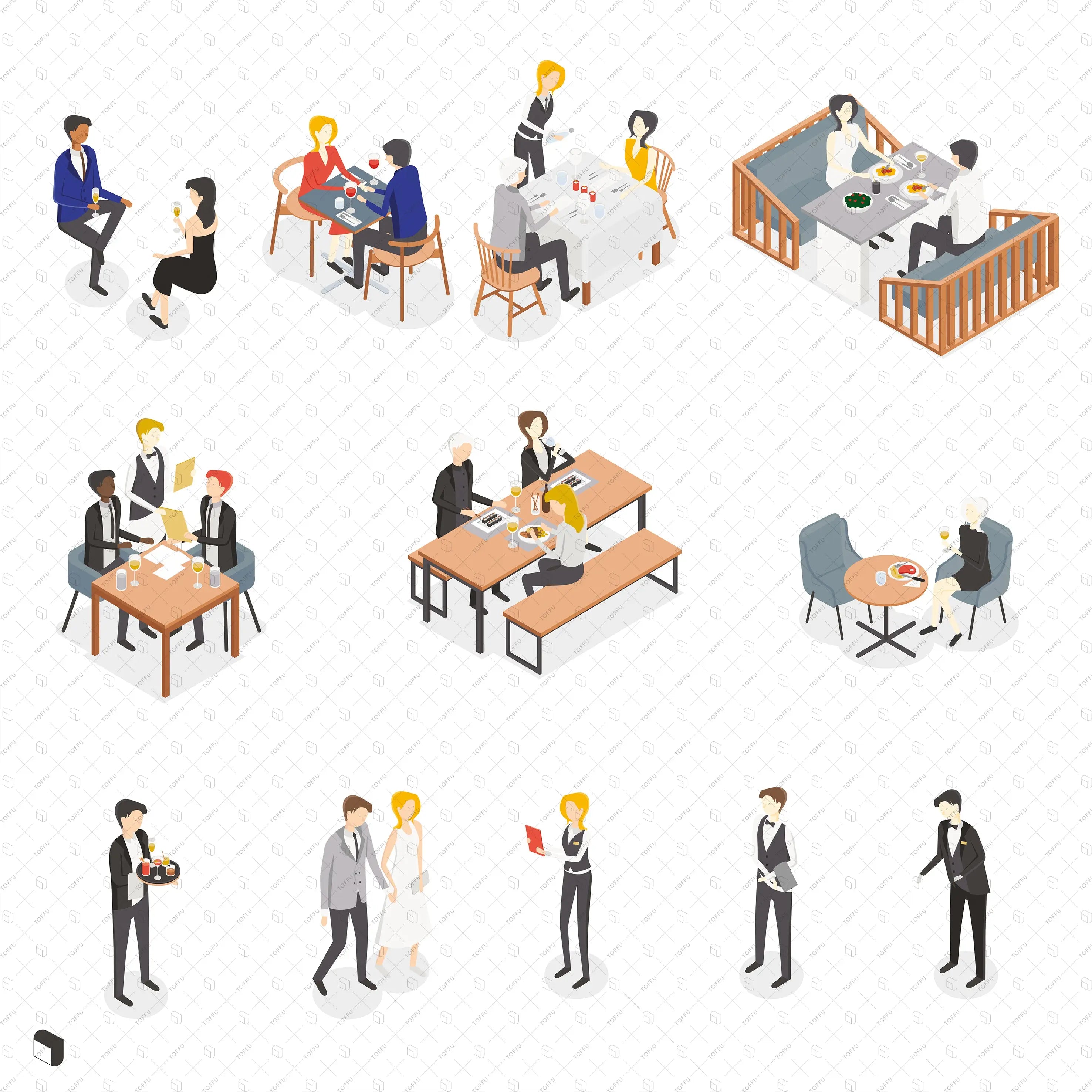 Axonometric Restaurant Digital Artwork drawings | Toffu Co