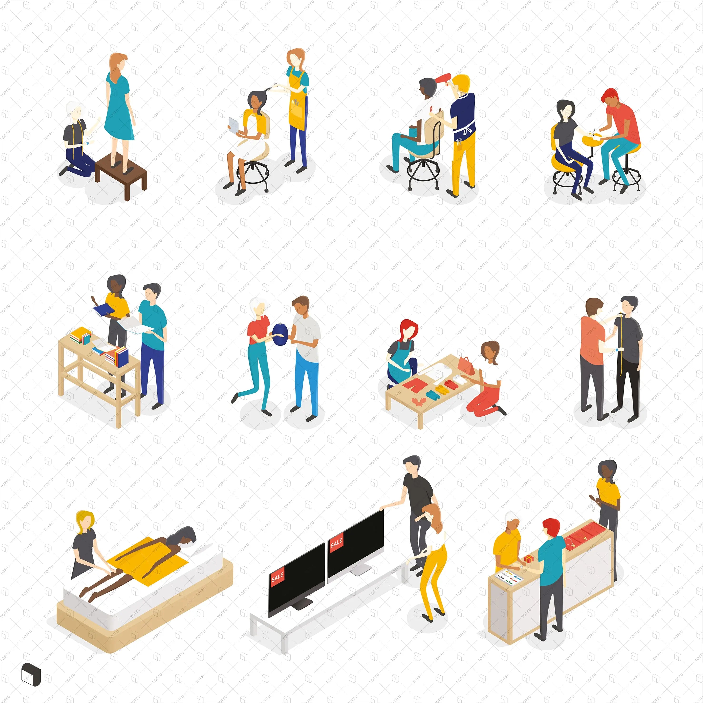 Axonometric Stores Digital Artwork drawings | Toffu Co
