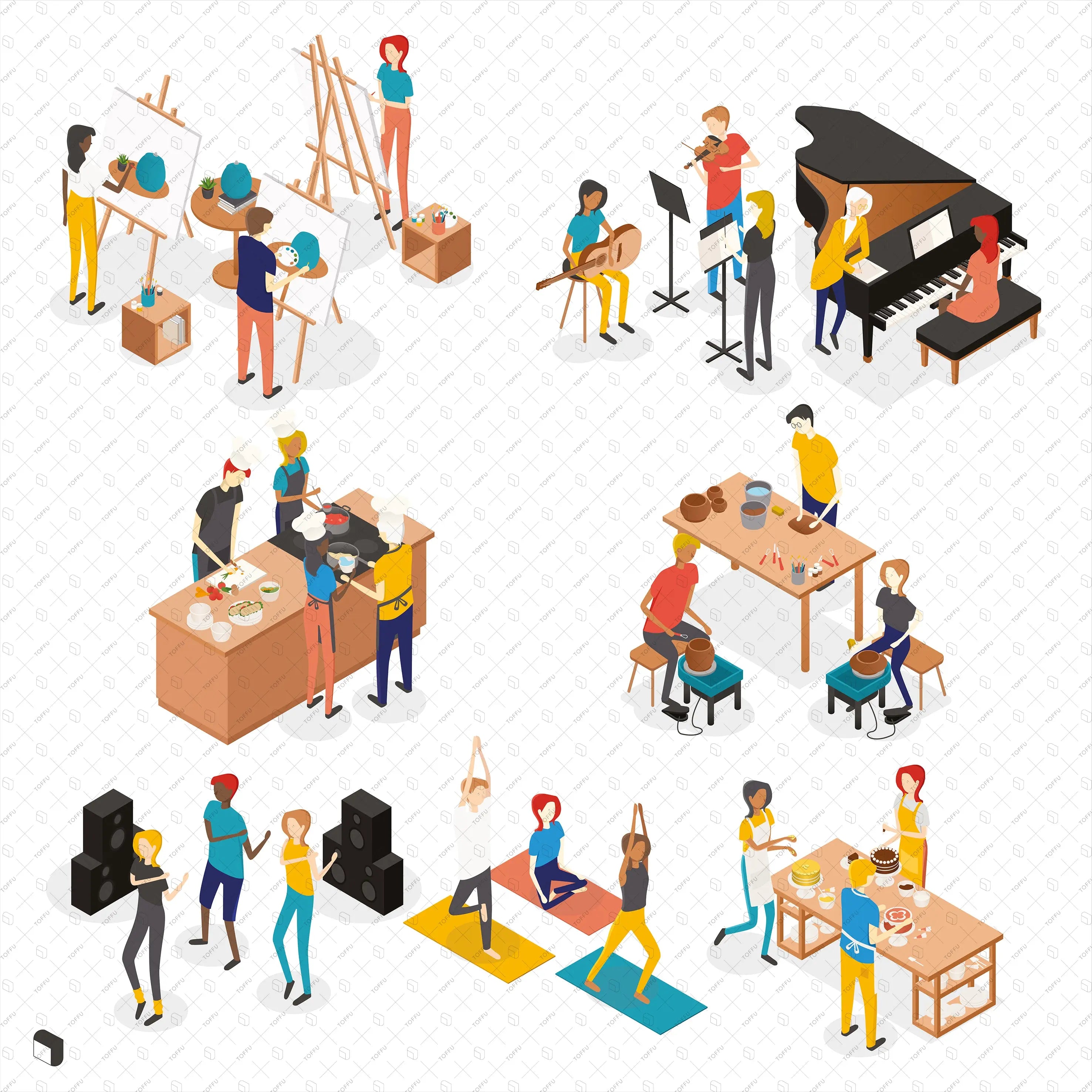 Axonometric Workshop Digital Artwork drawings | Toffu Co