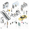 Axonometric Urban Furniture & People Digital Artwork drawings | Toffu Co