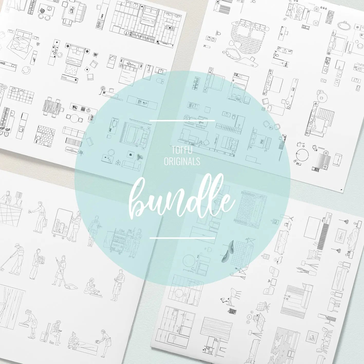 Cad Hotel Bundle Digital Artwork drawings | Toffu Co