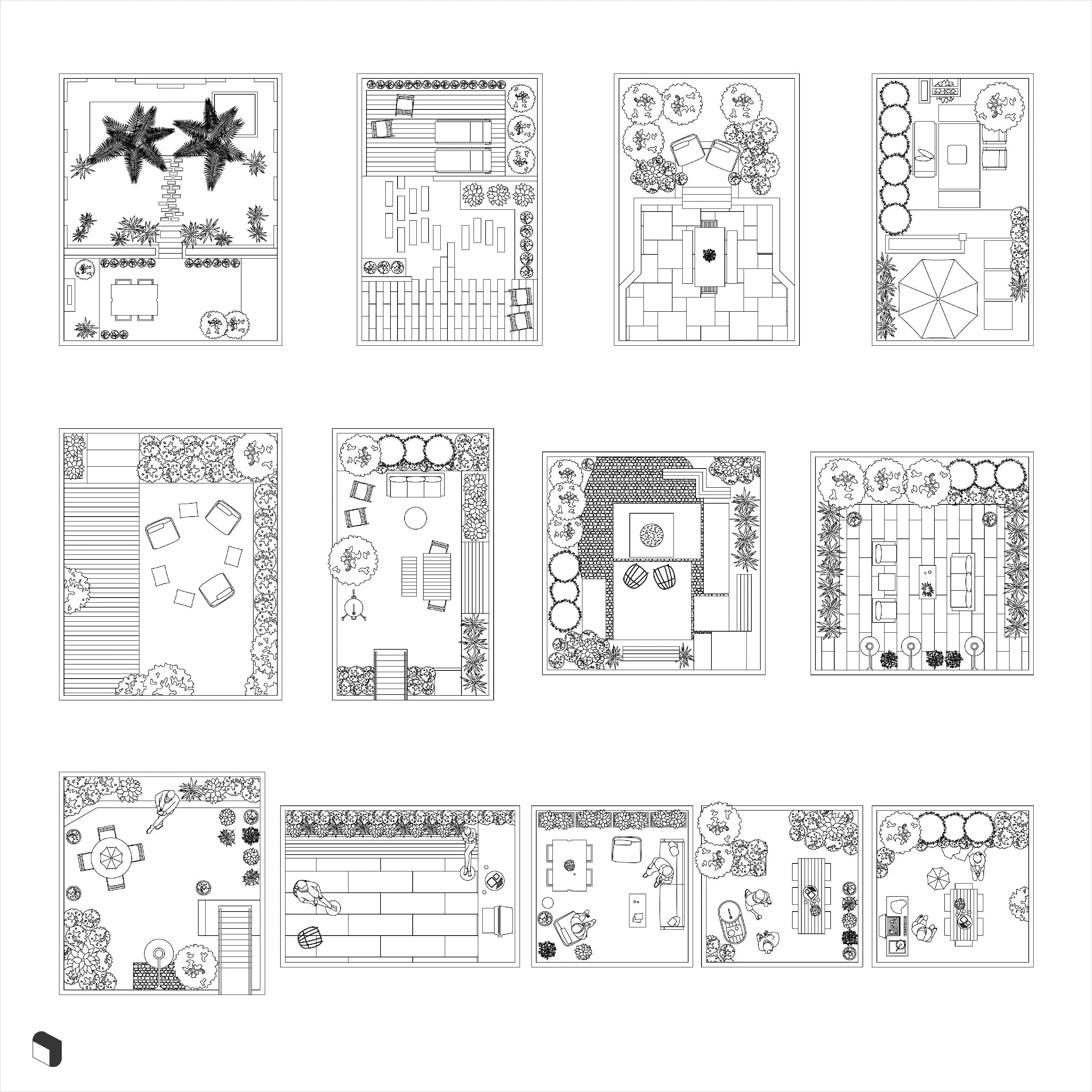 Cad Backyard Setups Top View Digital Artwork drawings | Toffu Co