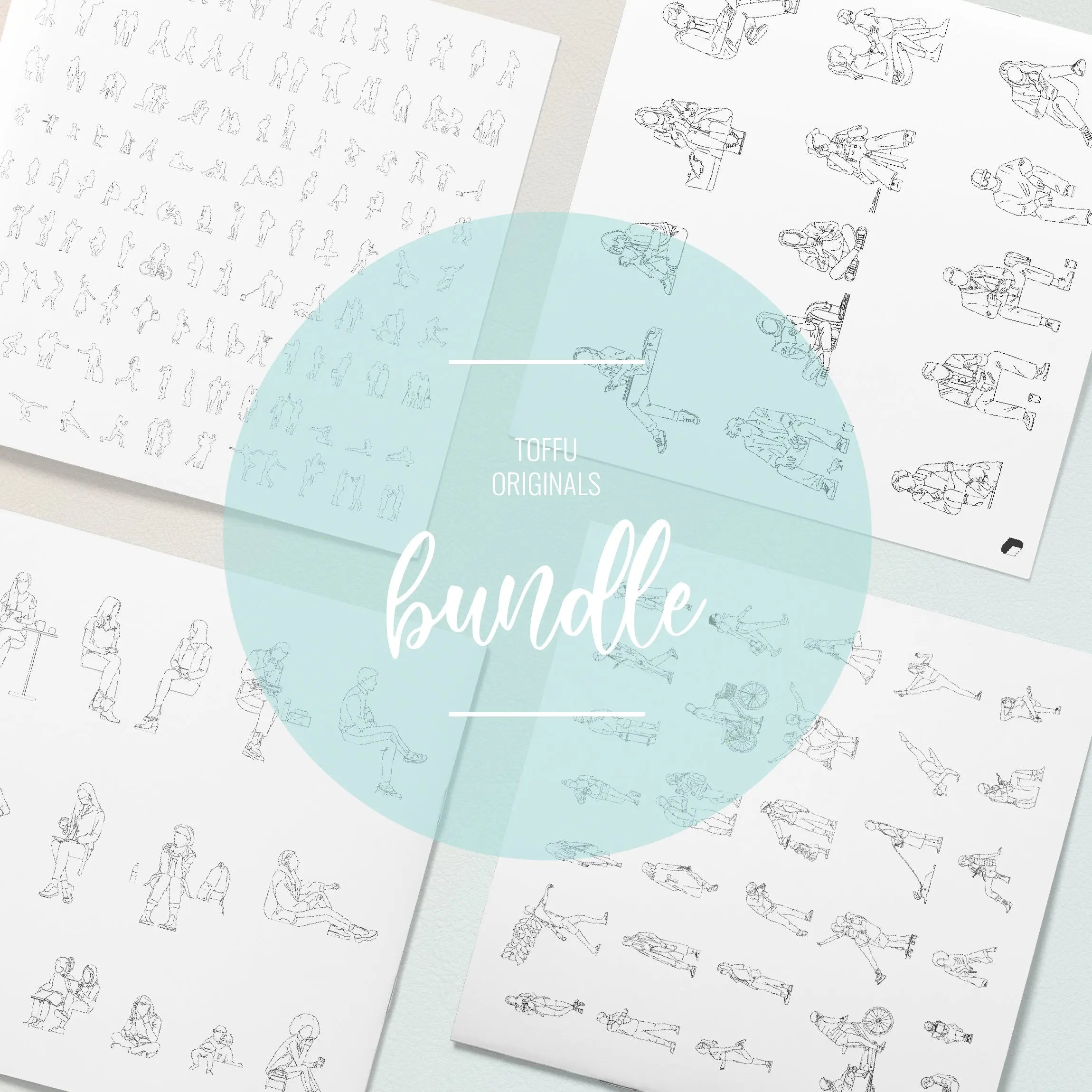 Cad Daily People Bundle Digital Artwork drawings | Toffu Co