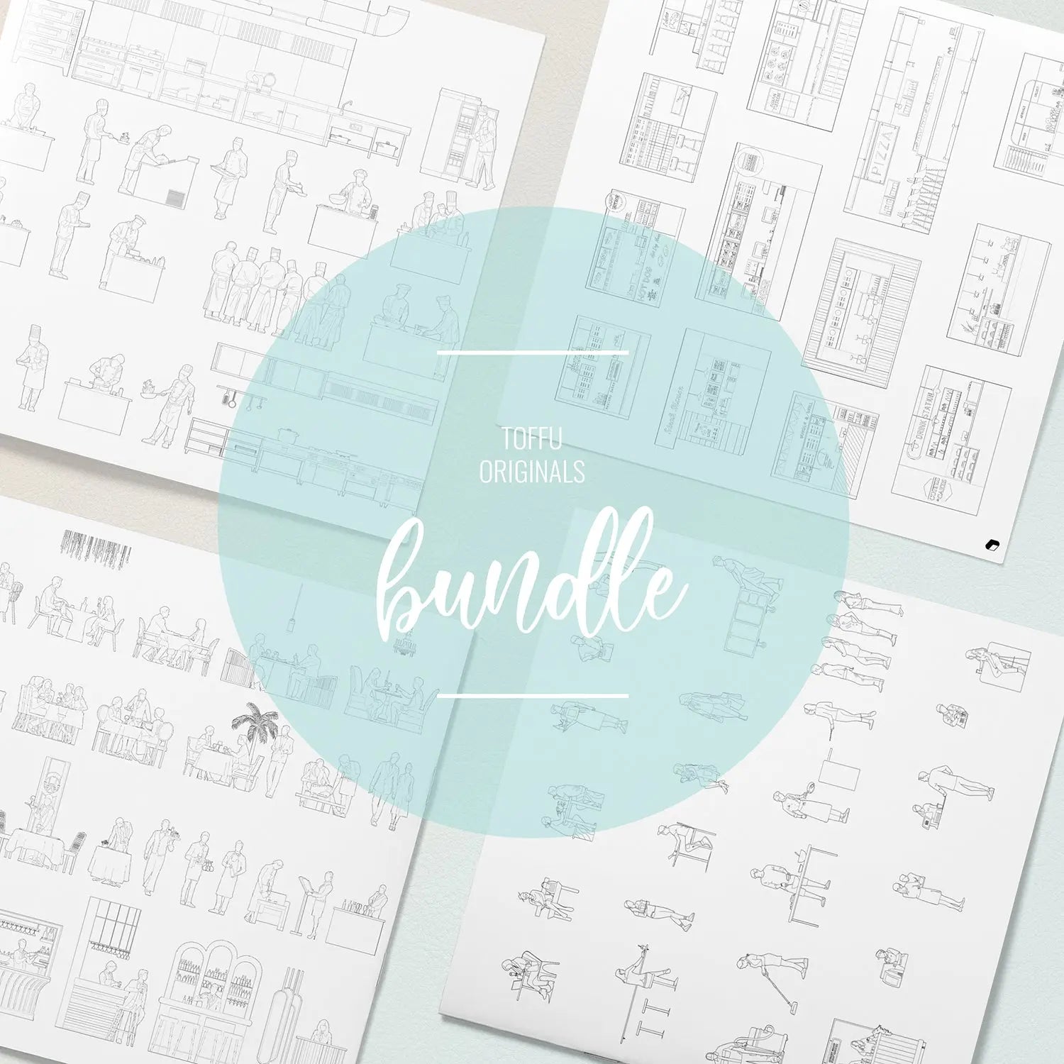 Cad Restaurant & Pub Bundle Digital Artwork drawings | Toffu Co