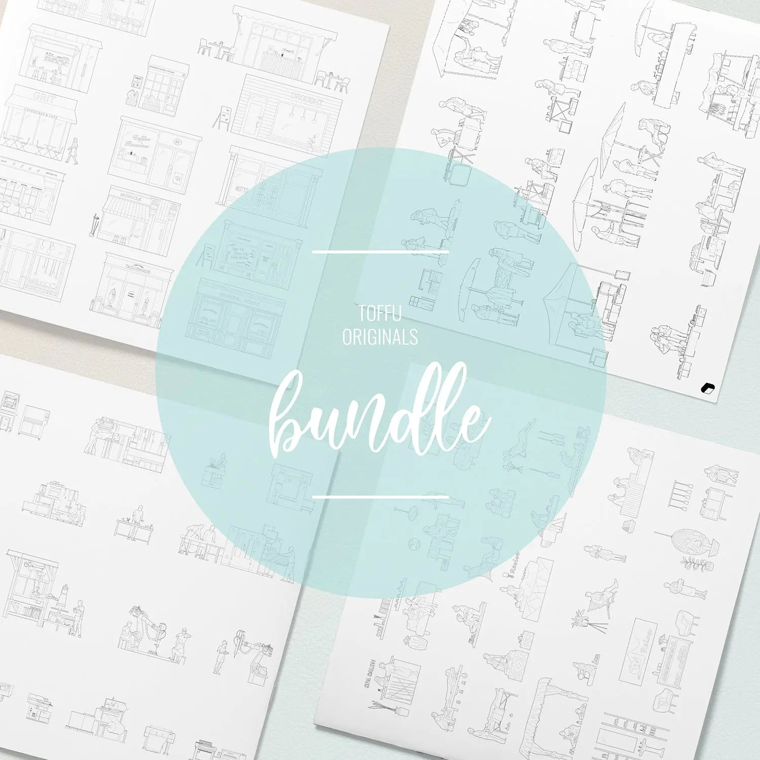 Cad Stores & Shops Bundle 2 Digital Artwork drawings | Toffu Co