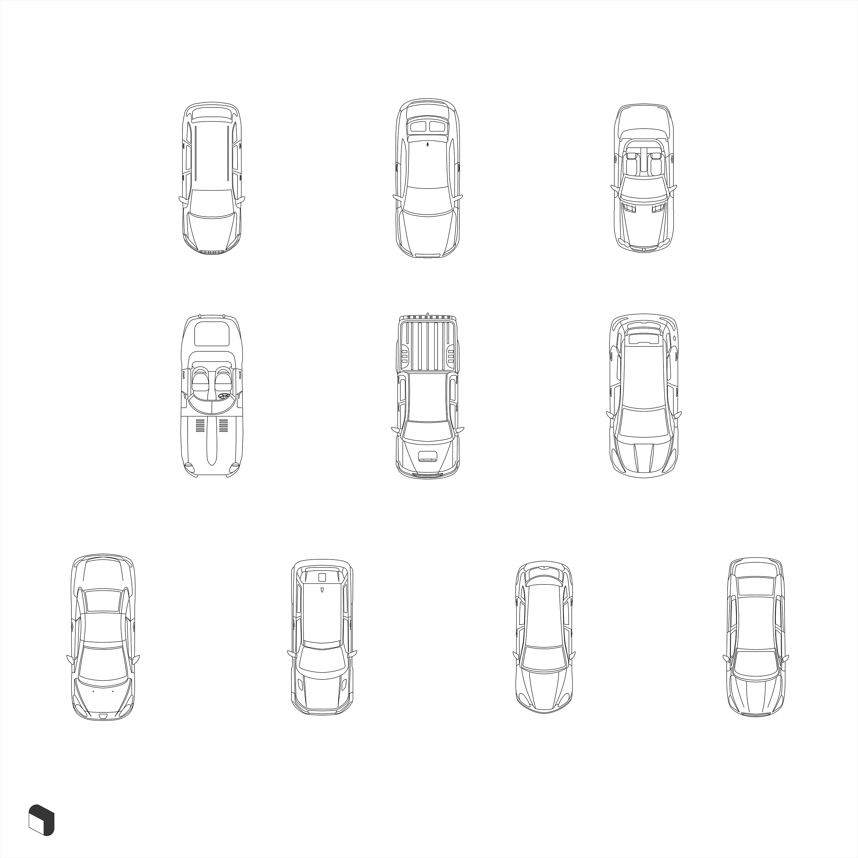 Cad Cars Top View DWG | Toffu Co