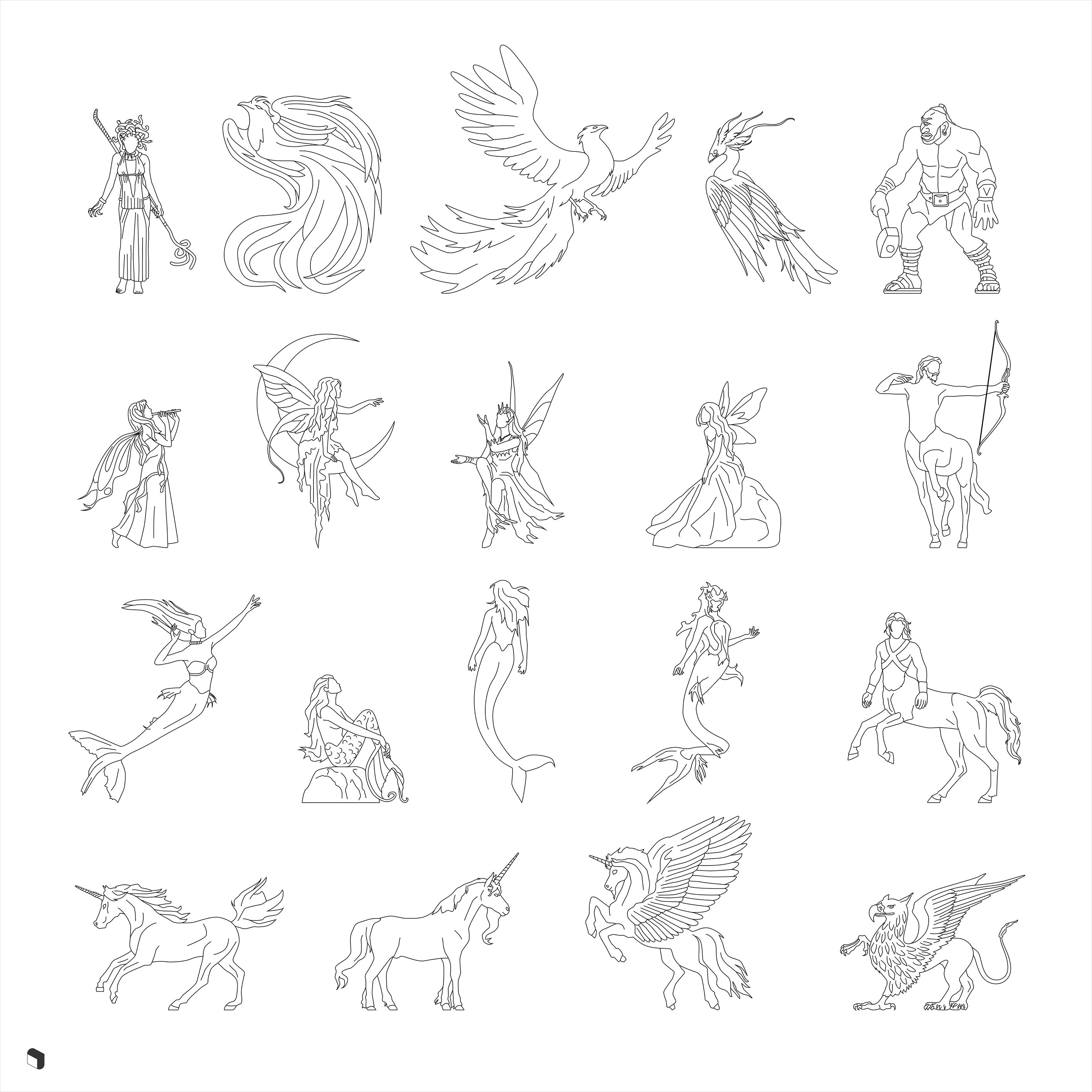 Cad Mythology Creatures DWG | Toffu Co