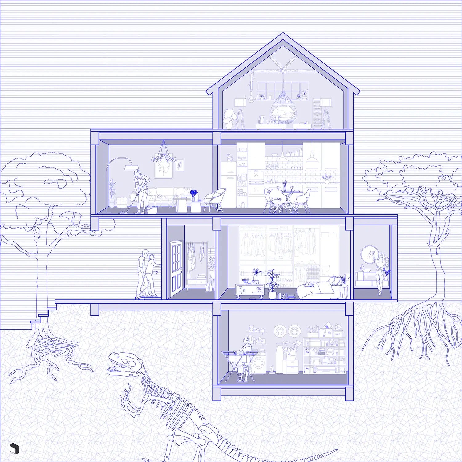 Cad House Section 2 Digital Artwork drawings | Toffu Co