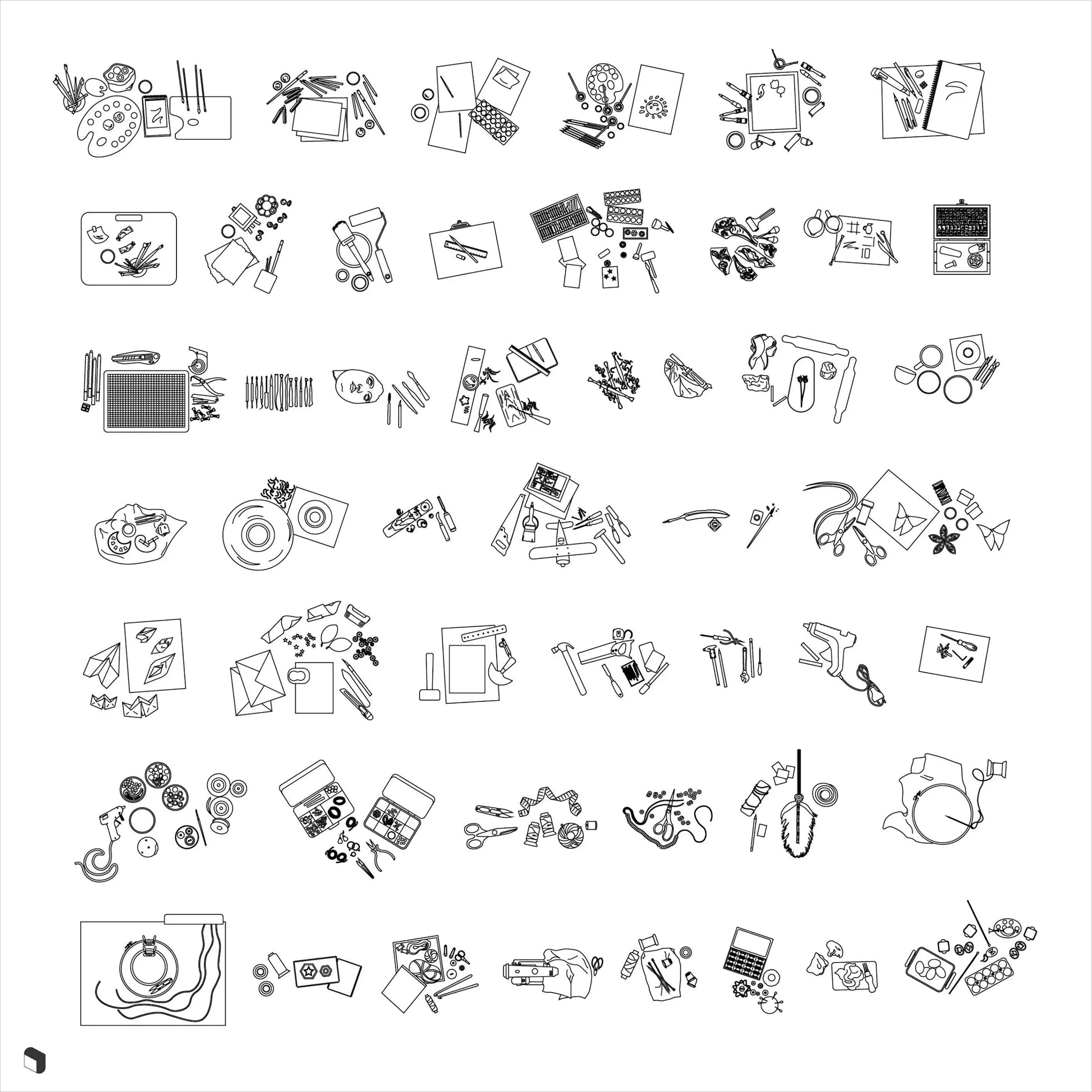 Cad Arts & Craft Detail Objects Top View Digital Artwork drawings | Toffu Co