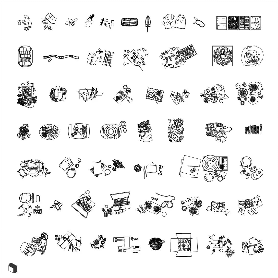 Cad Home Detail Objects Top View 2 Digital Artwork drawings | Toffu Co