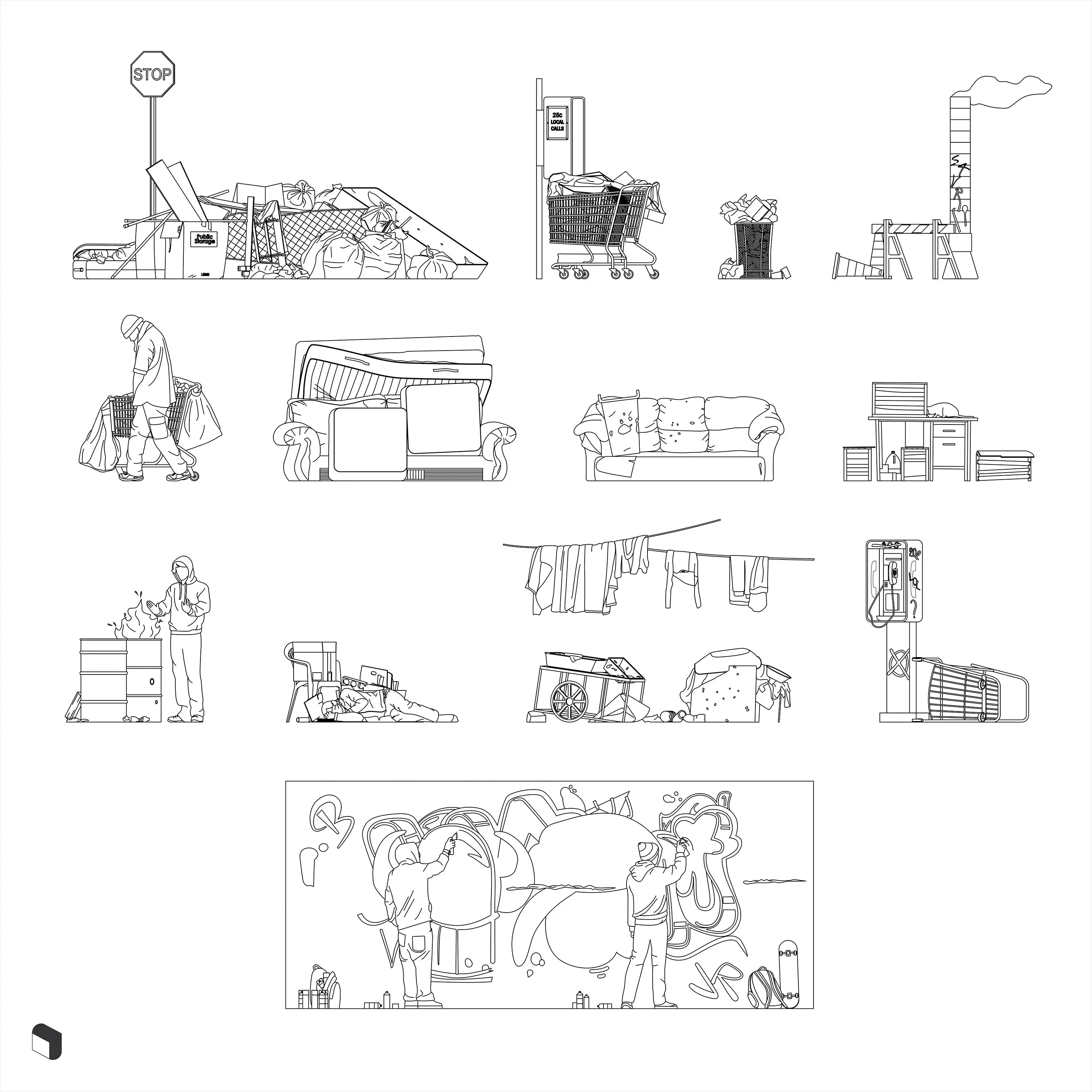 Cad Ghetto Fillers Digital Artwork drawings | Toffu Co