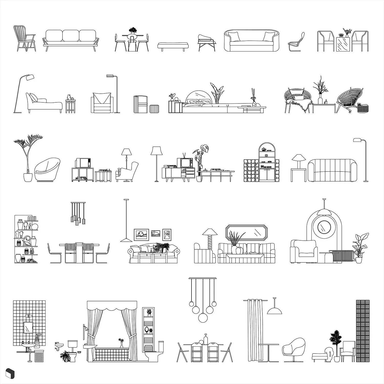 Cad 80's Furniture Digital Artwork drawings | Toffu Co