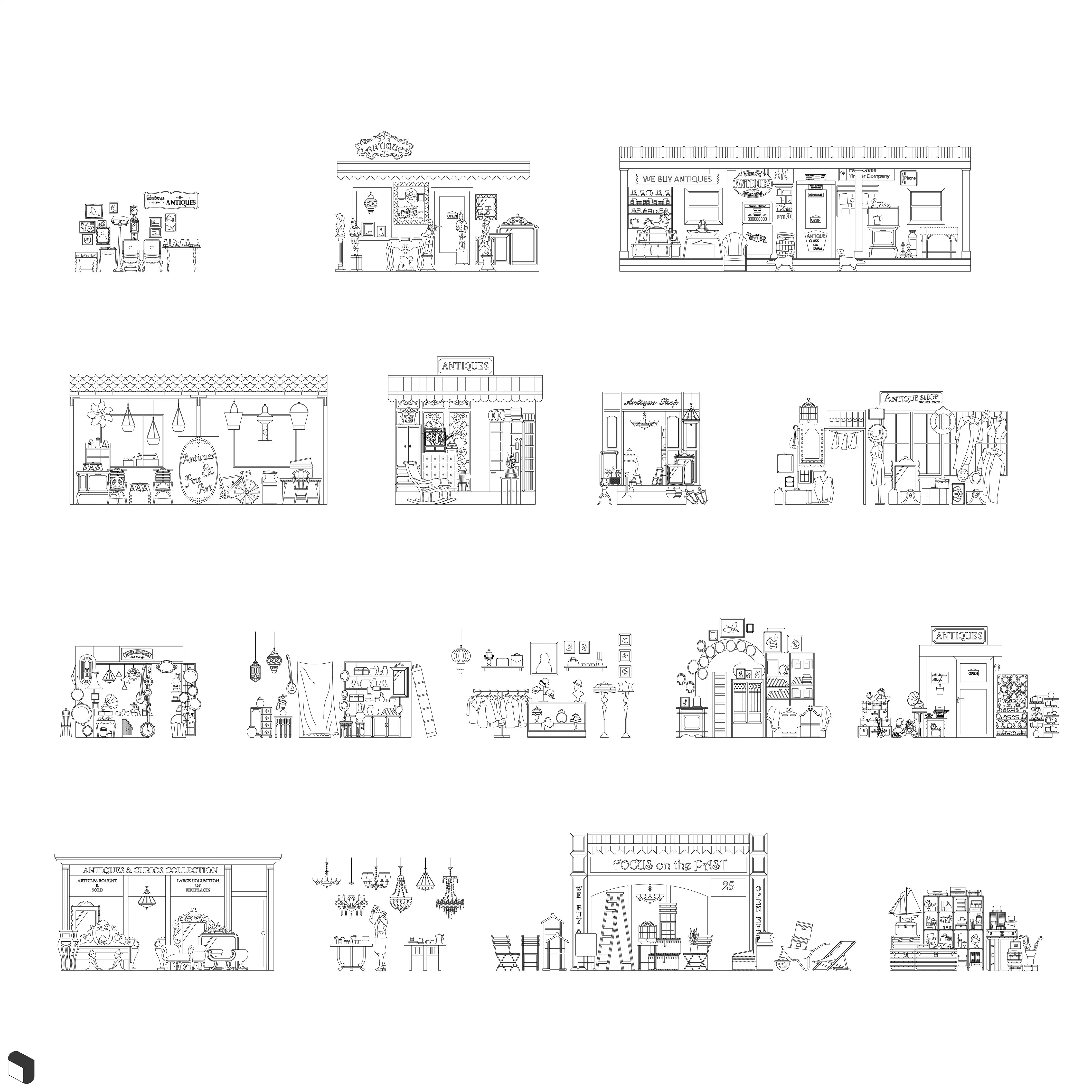 Cad Antique Shop Digital Artwork drawings | Toffu Co