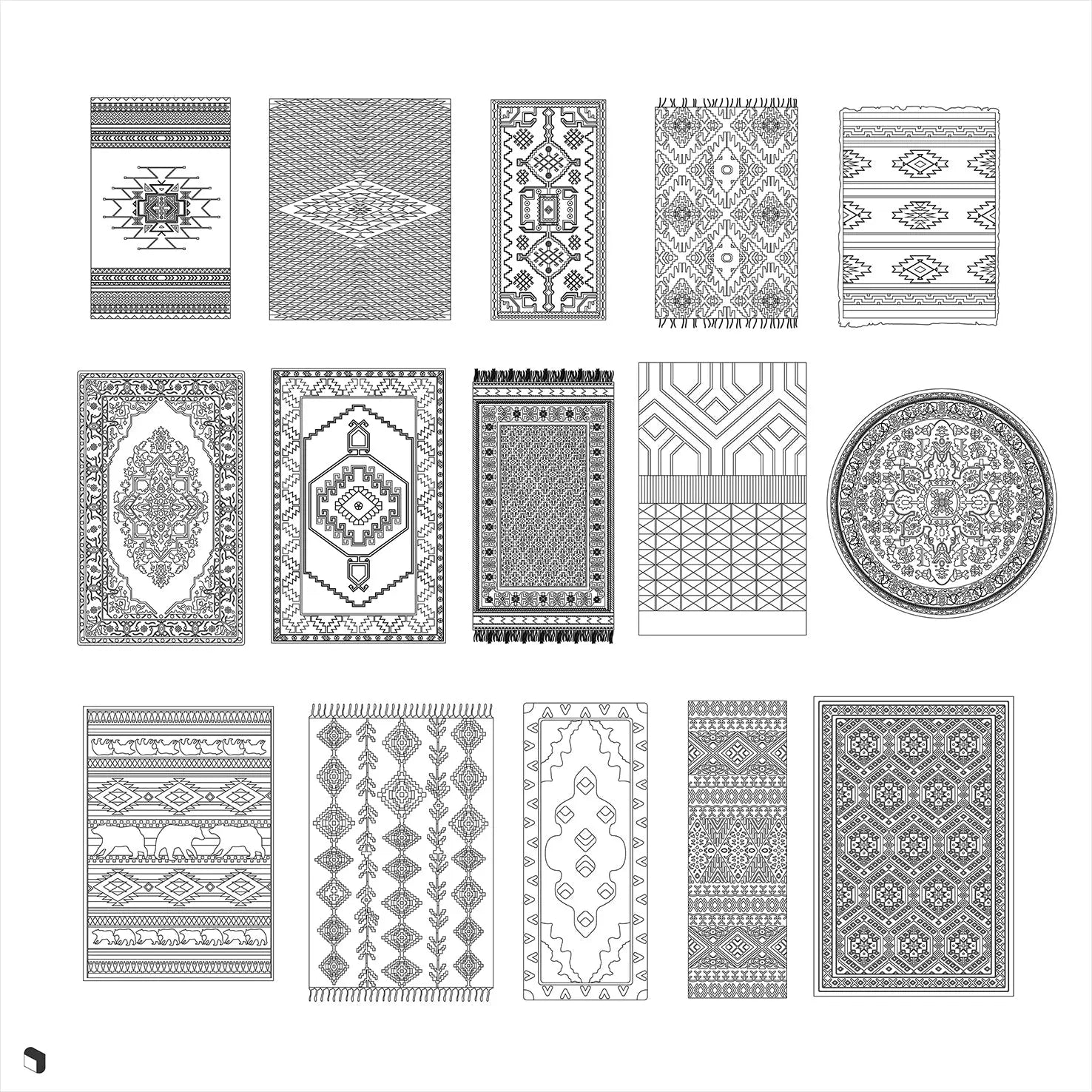 Cad Carpet Top View Digital Artwork drawings | Toffu Co