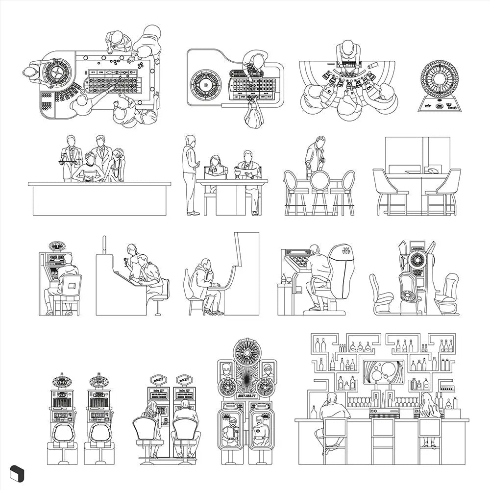 Cad Hotel Top View & Elevation Digital Artwork drawings | Toffu Co