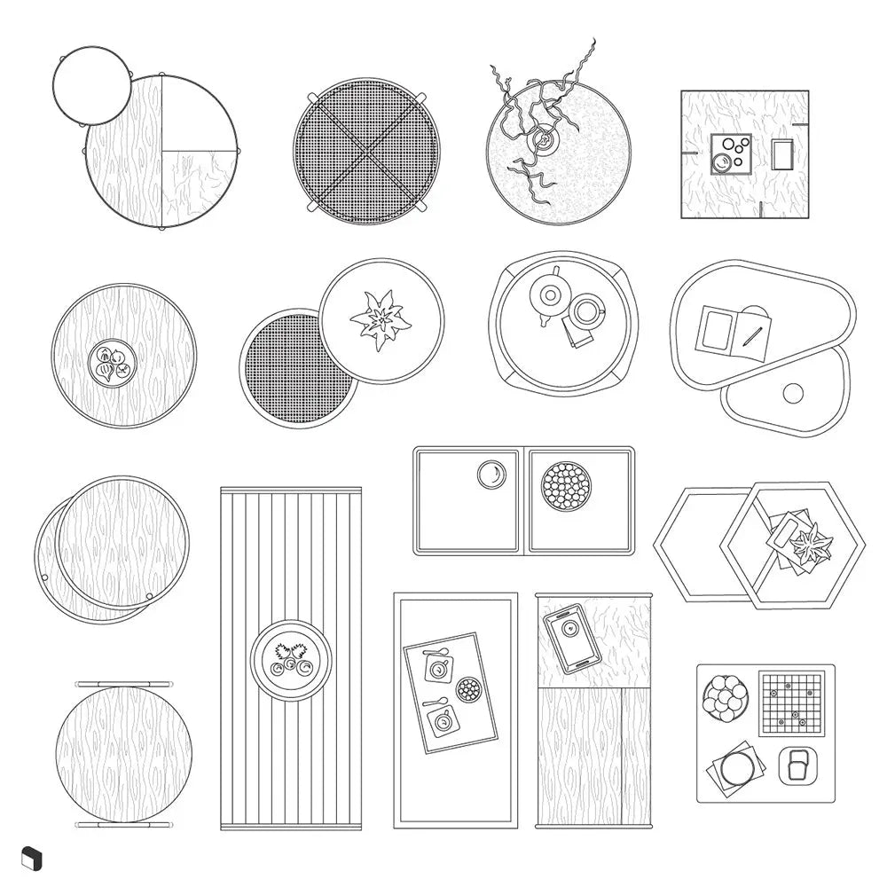 Cad Coffee Tables Top View Digital Artwork drawings | Toffu Co