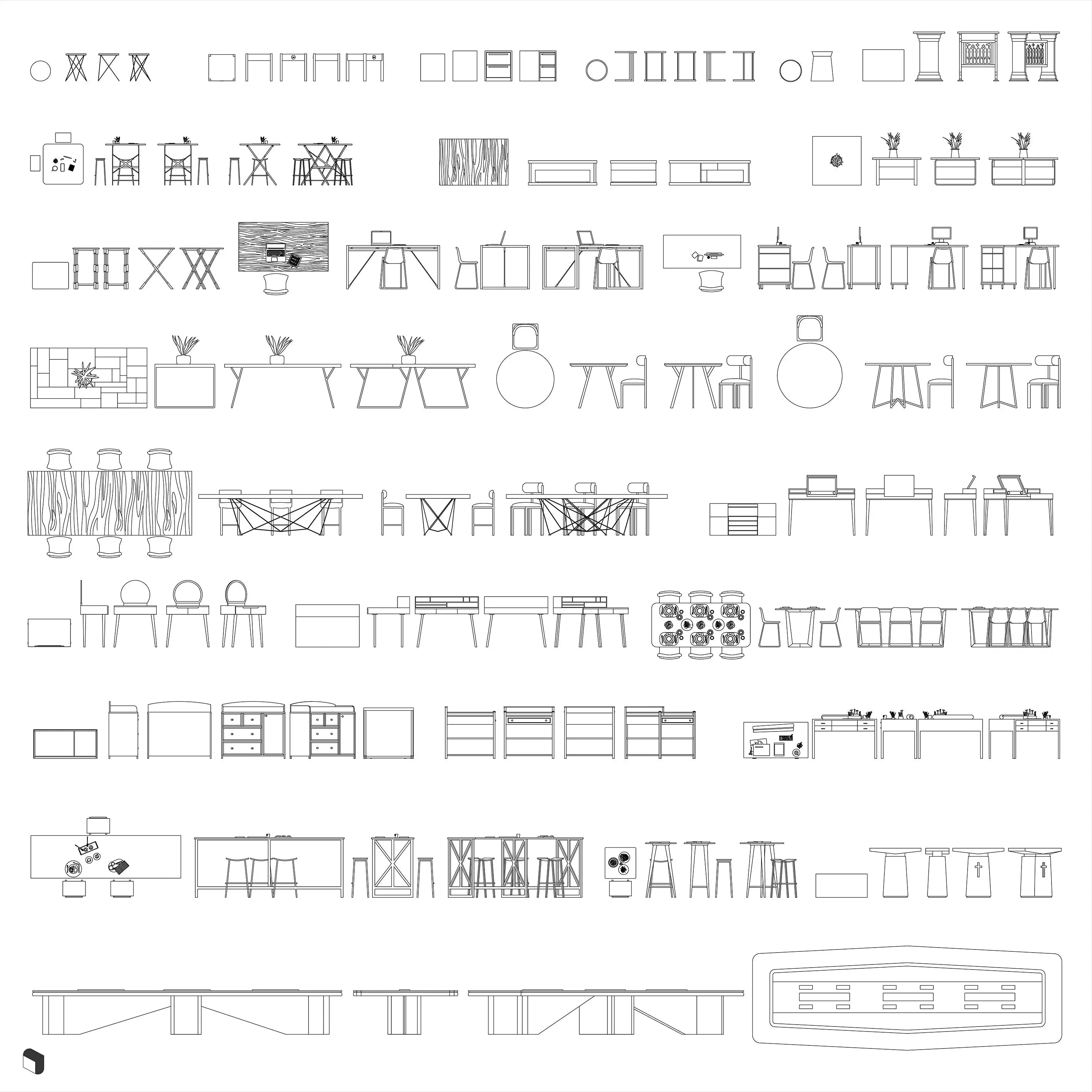 Cad Complete Table Elevation & Top View Digital Artwork drawings | Toffu Co