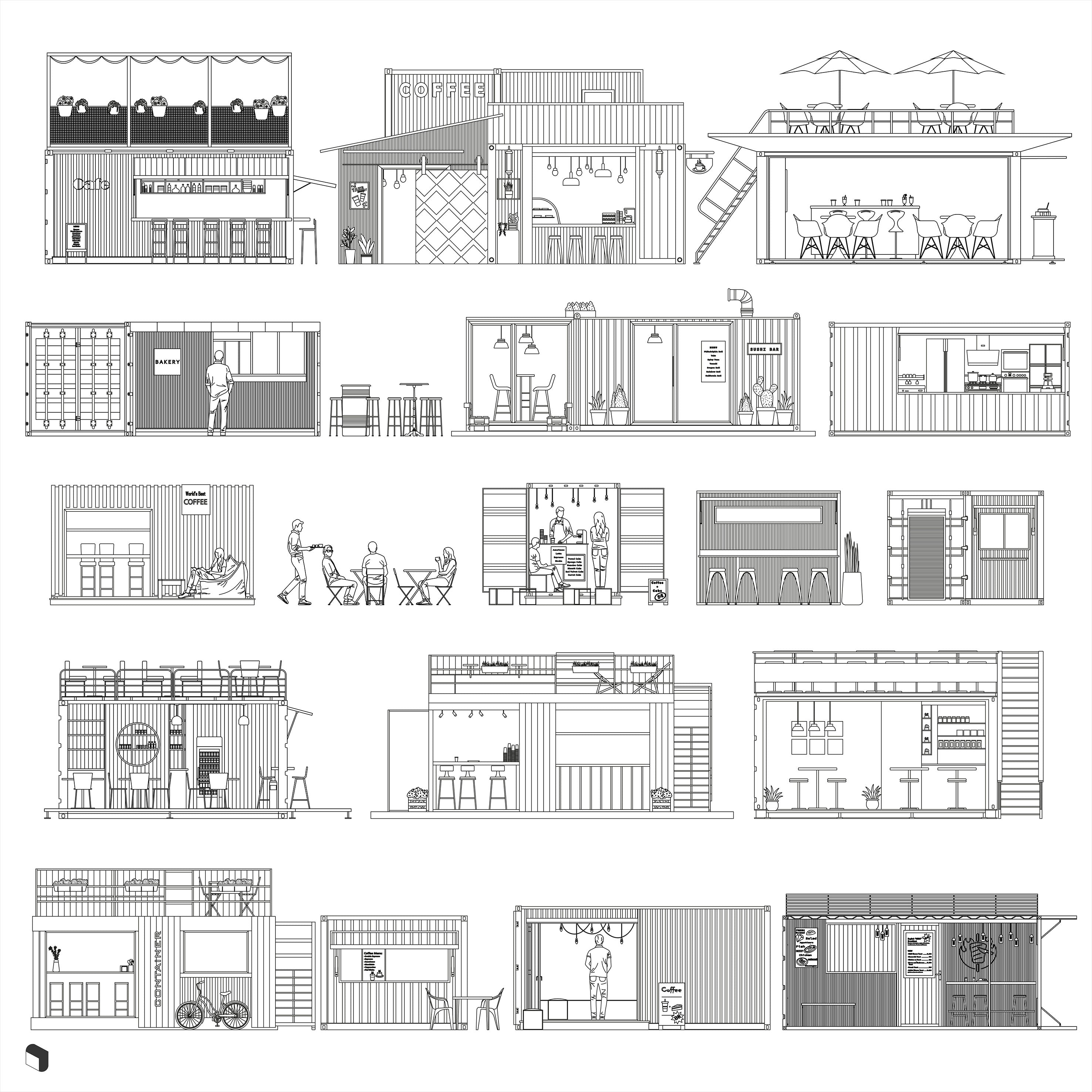 Cad Container Trailer Cafes DWG | Toffu Co