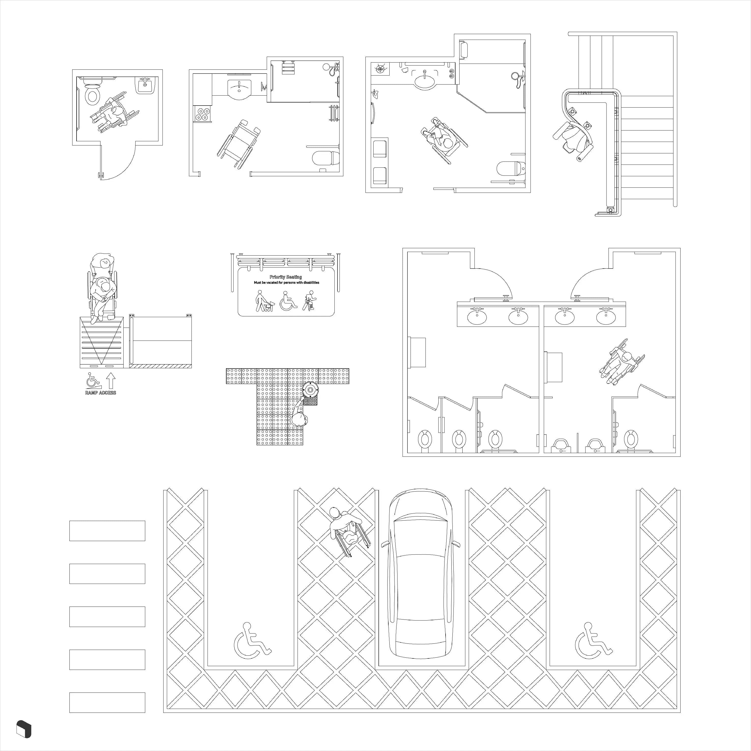 Cad Facilities For Disabled People Digital Artwork drawings | Toffu Co