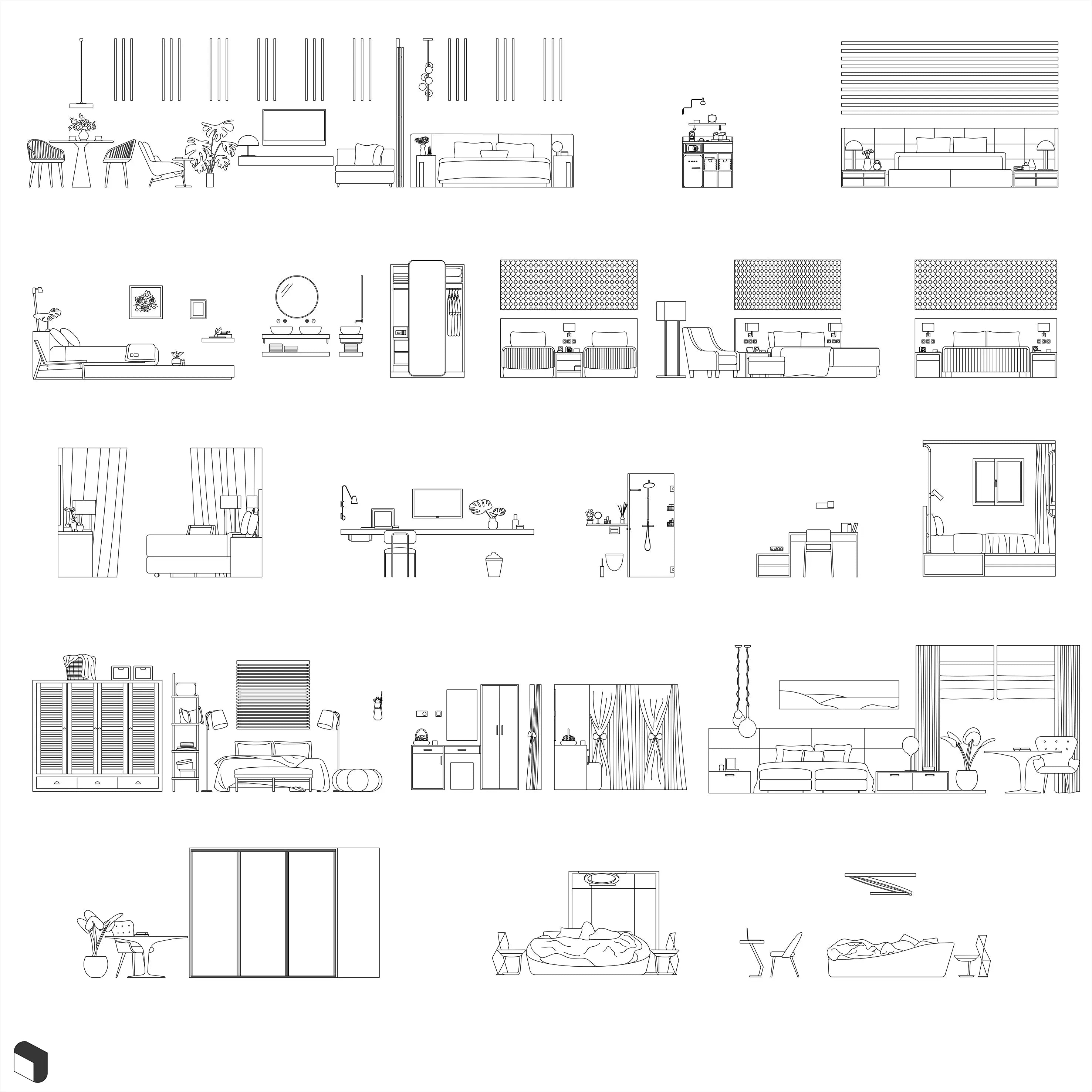 Cad Hotel Rooms Digital Artwork drawings | Toffu Co