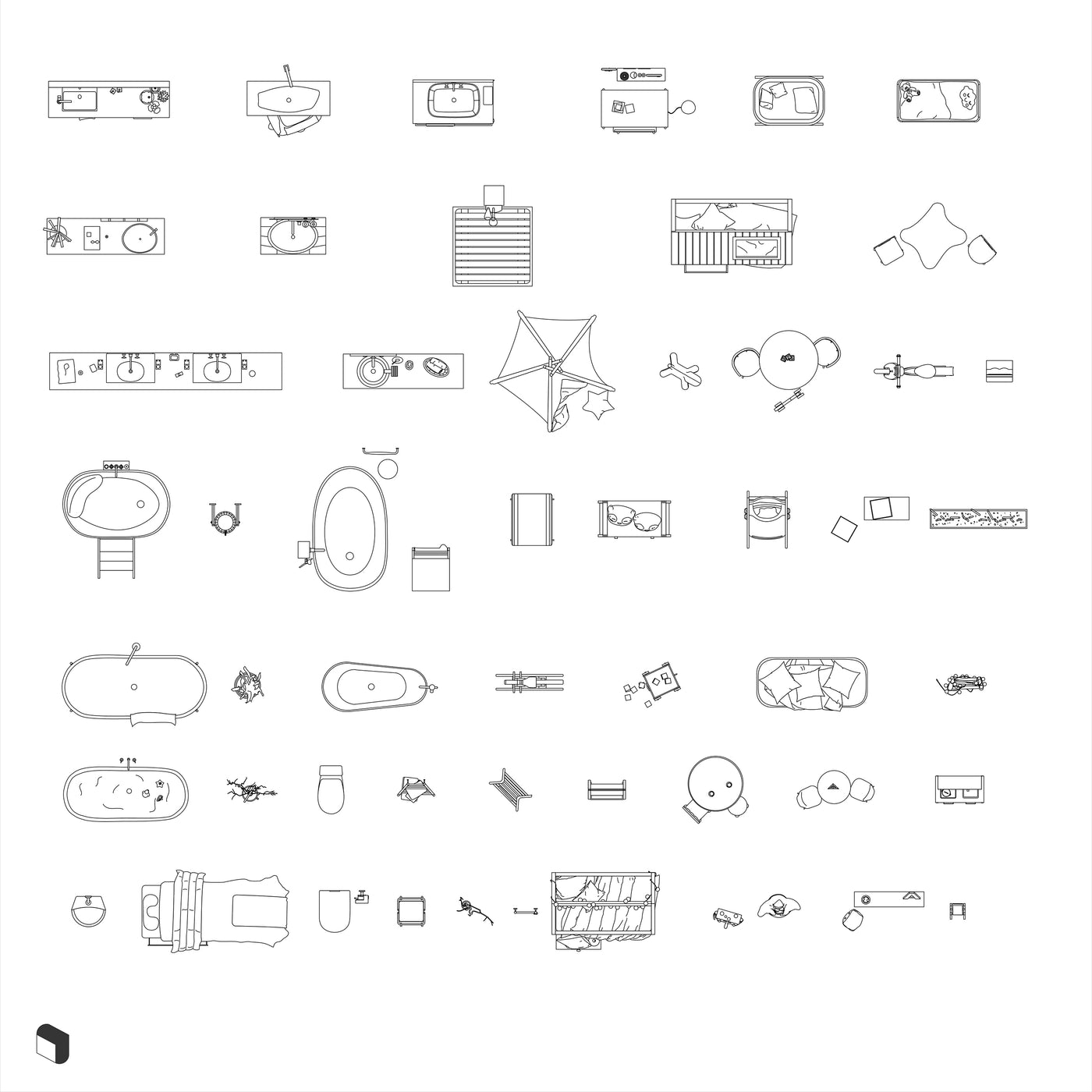 Cad Interior Furniture Top View 2 – Toffu Co