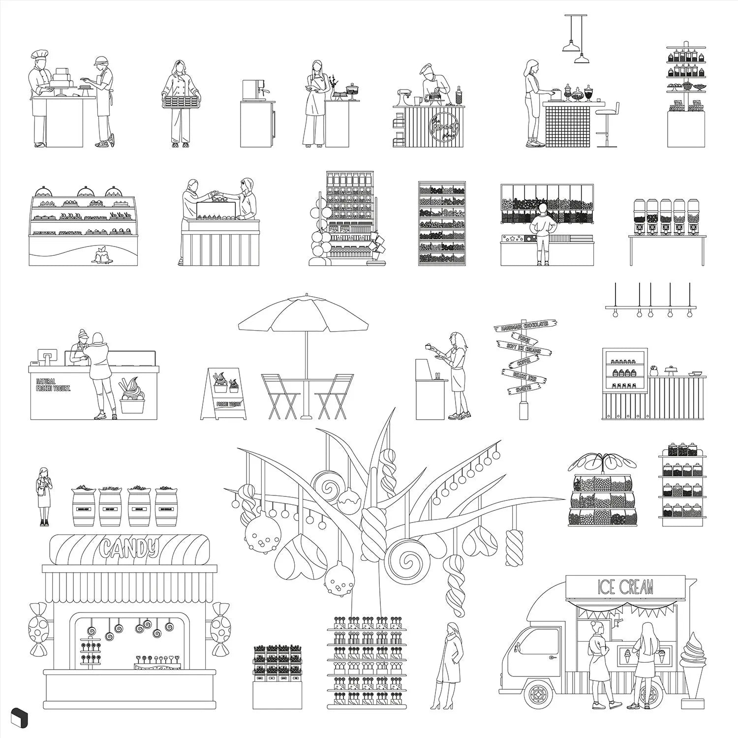 Cad Sweet Shop Digital Artwork drawings | Toffu Co