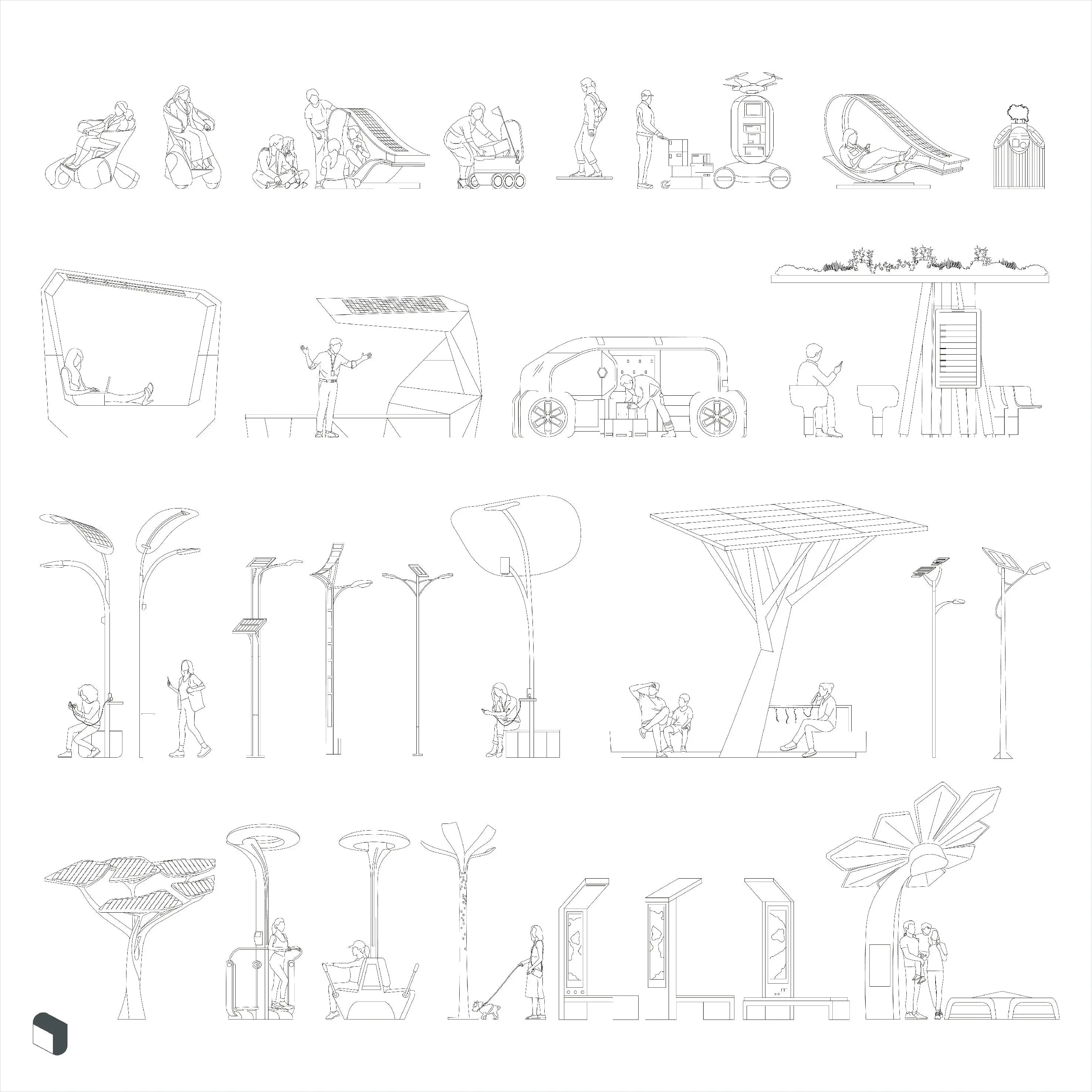 Cad Futuristic Urban Objects Digital Artwork drawings | Toffu Co