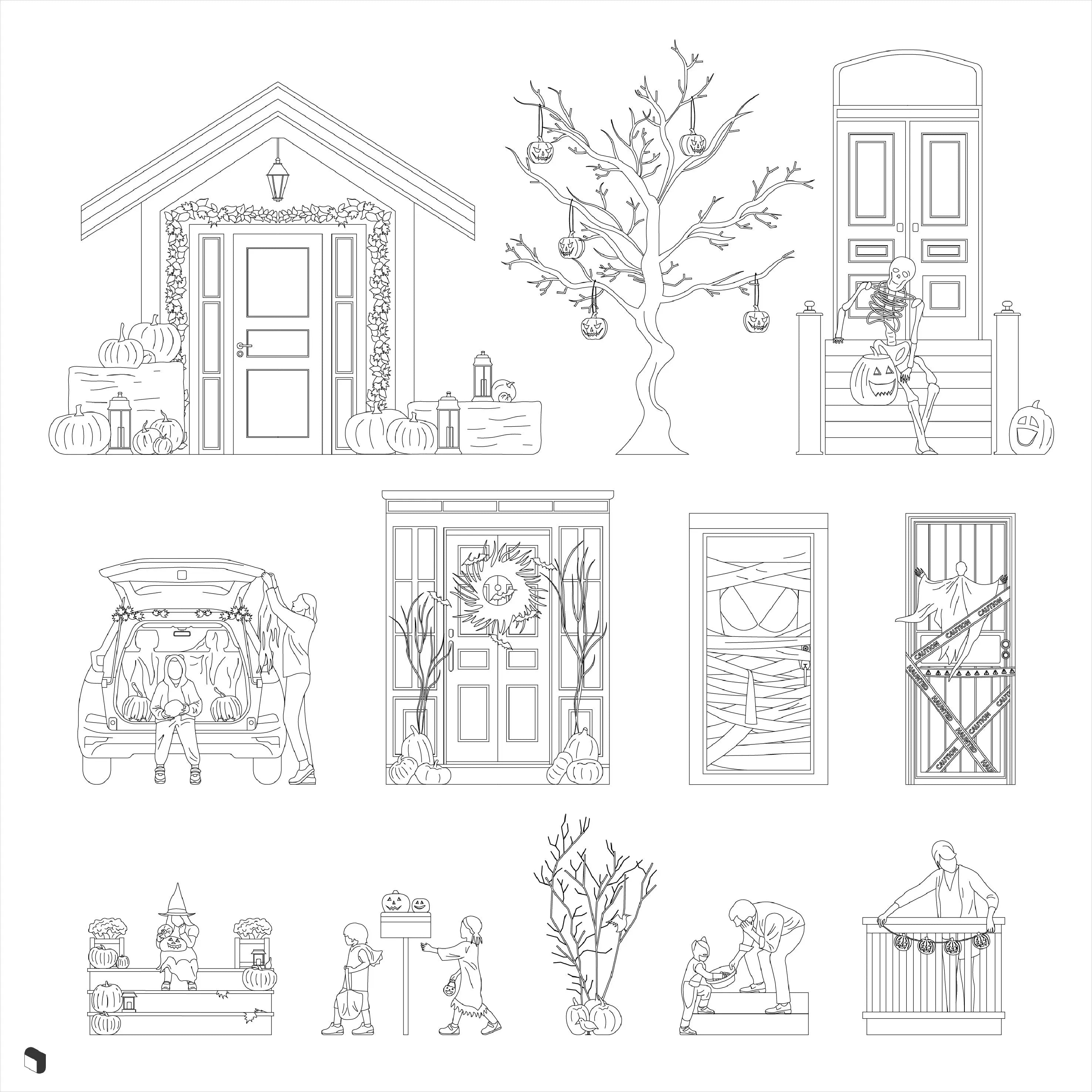 Cad Outdoor Halloween Decorations Digital Artwork drawings | Toffu Co