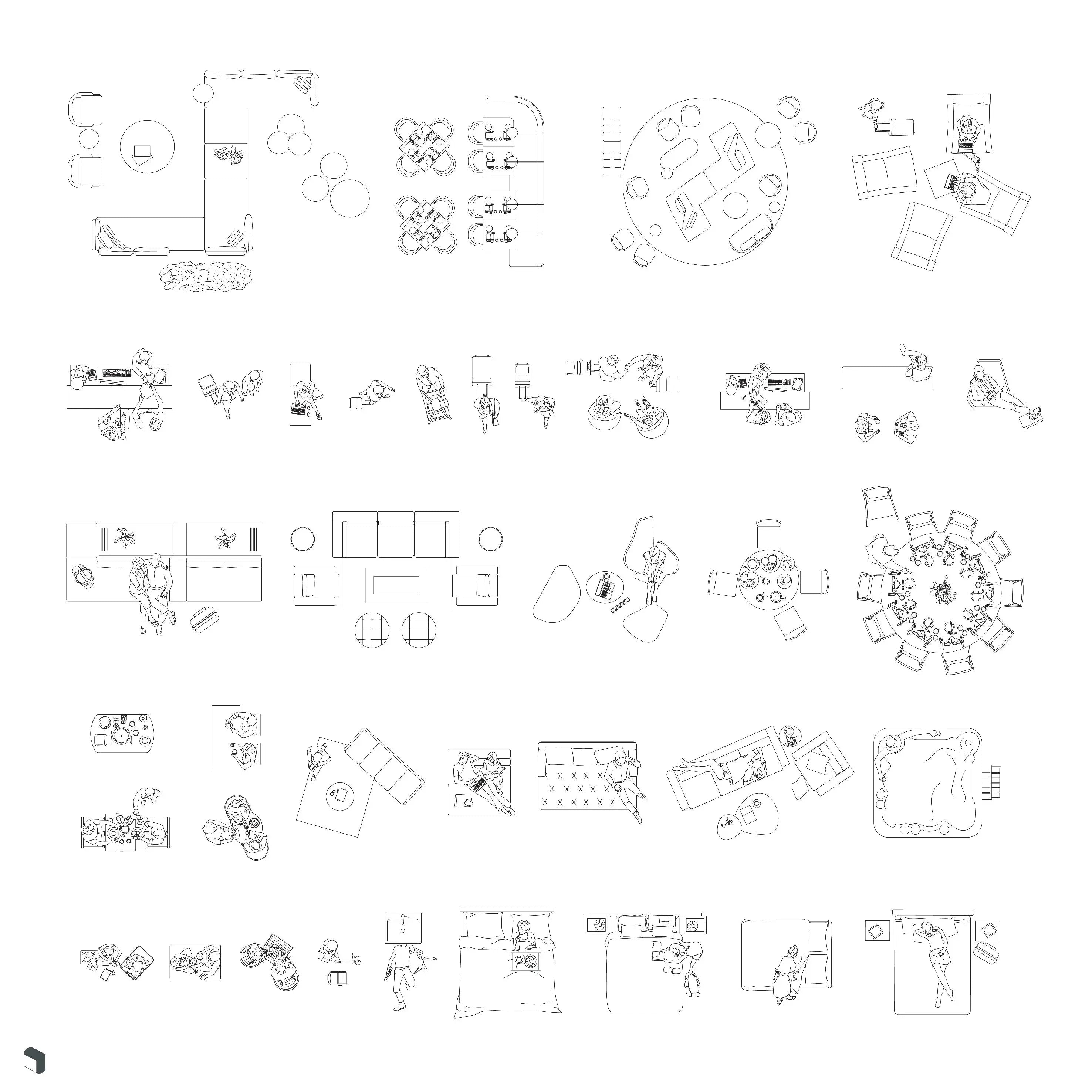 Cad Hotel Top View Digital Artwork drawings | Toffu Co