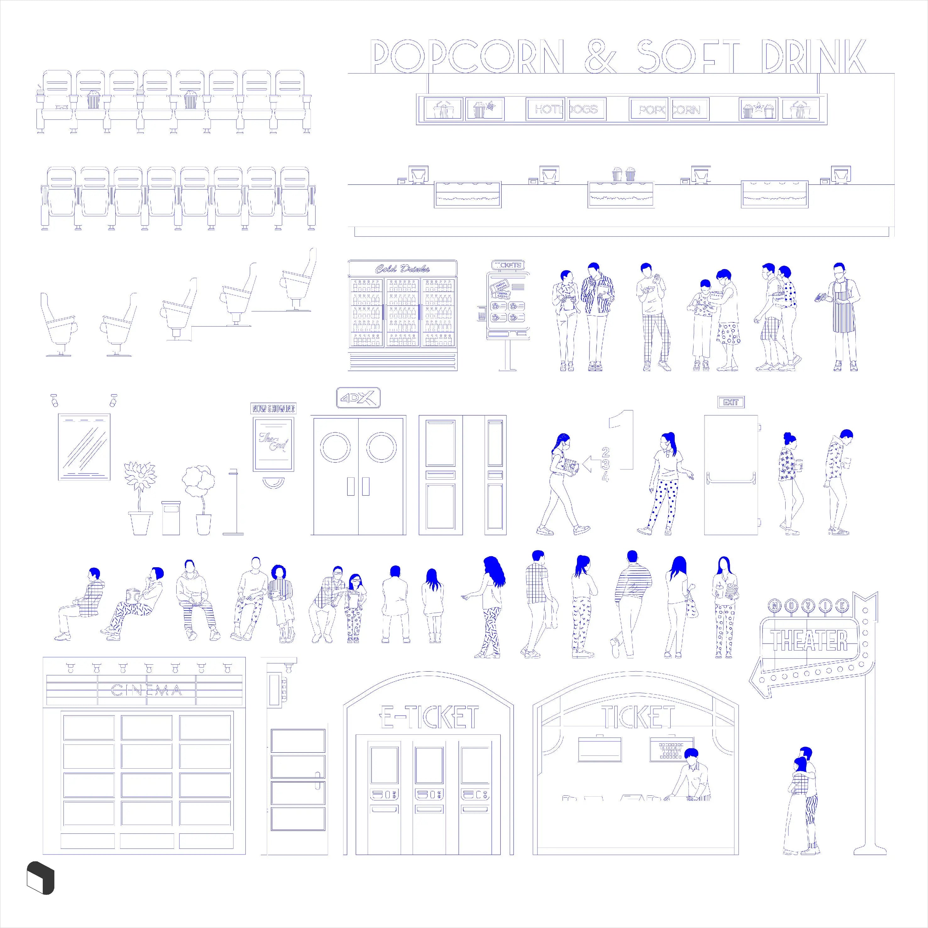 Cad Movie Theater Digital Artwork drawings | Toffu Co
