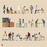Flat Vector Outlined Office People Digital Artwork drawings | Toffu Co