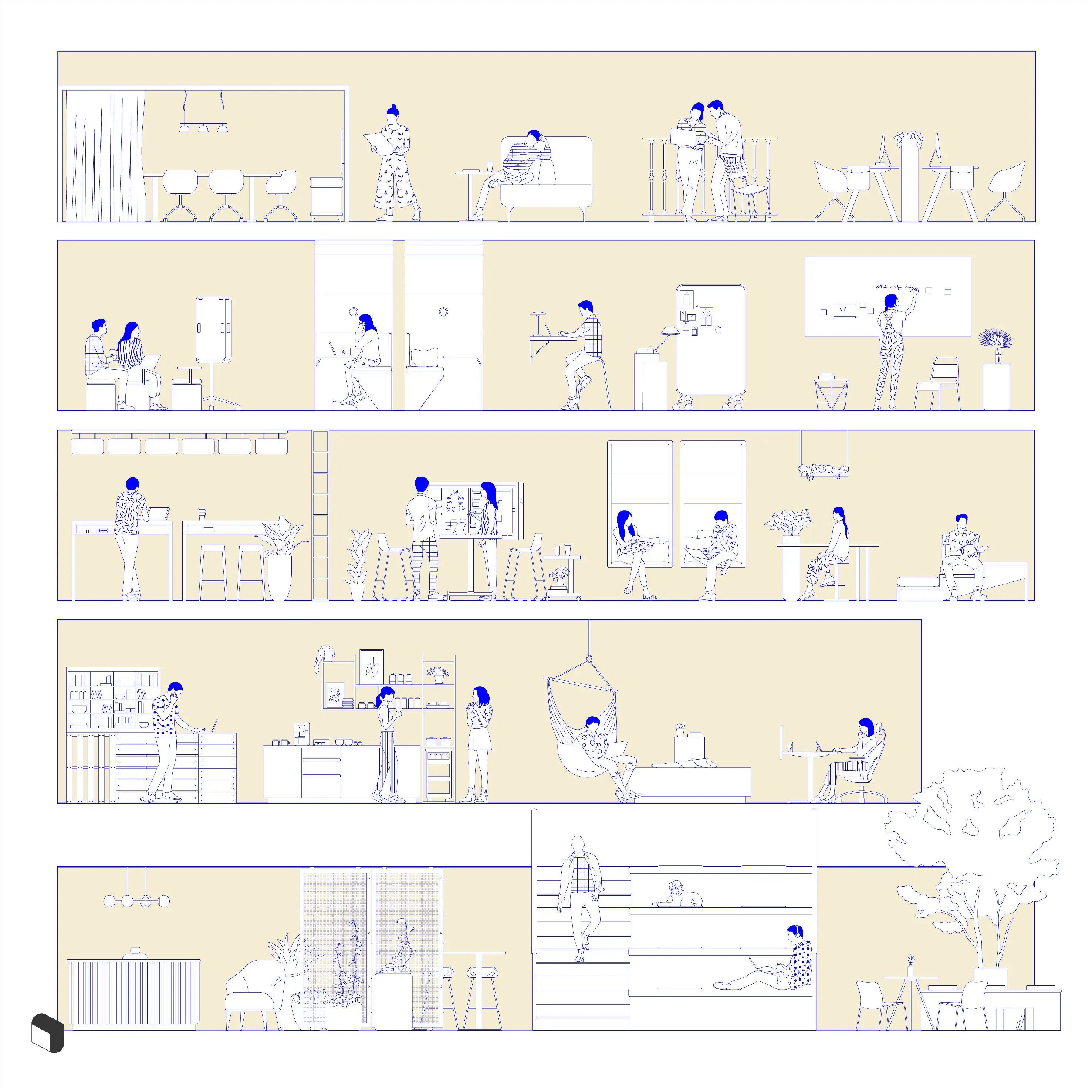 Cad Office Section Digital Artwork drawings | Toffu Co