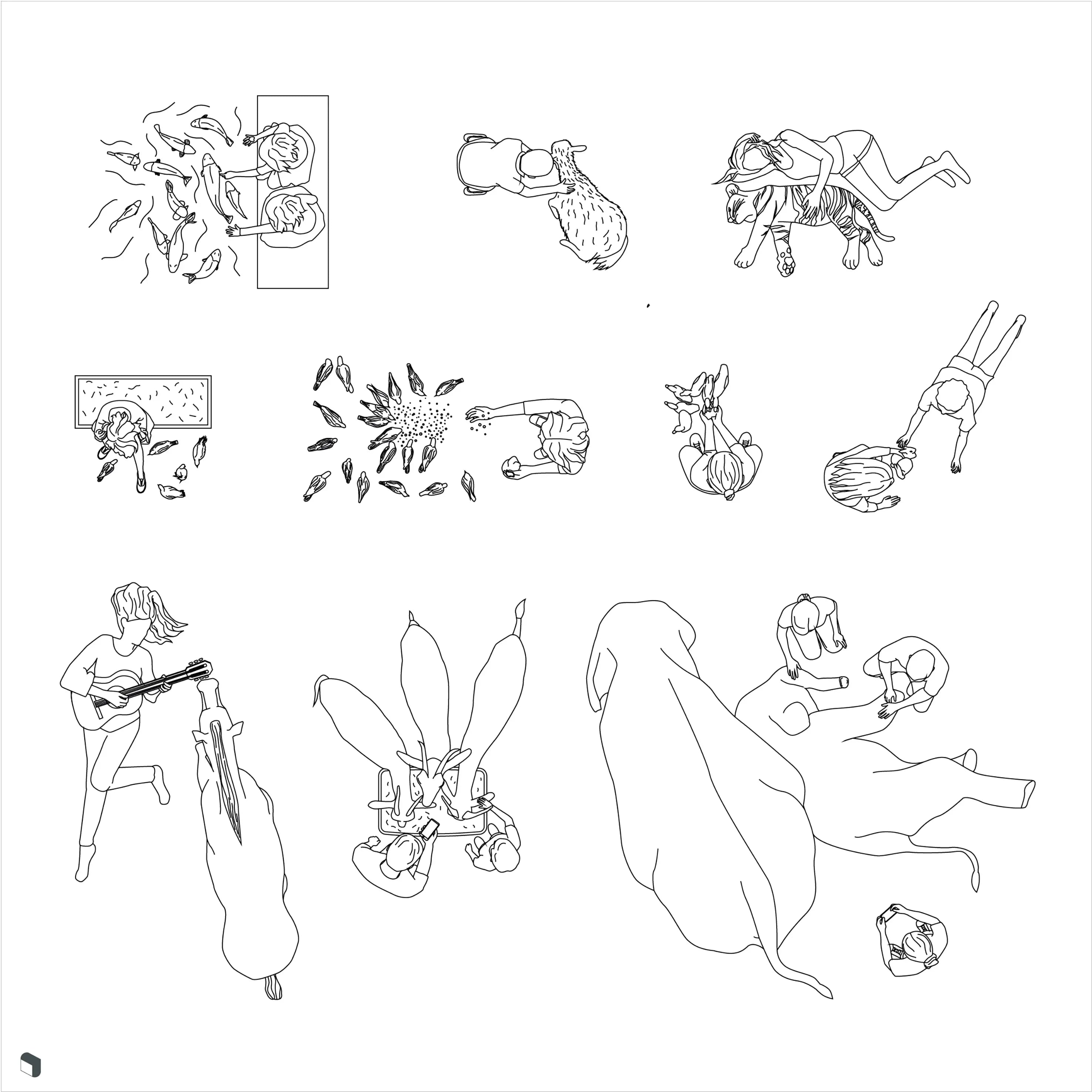 Cad Animals Top View Digital Artwork drawings | Toffu Co