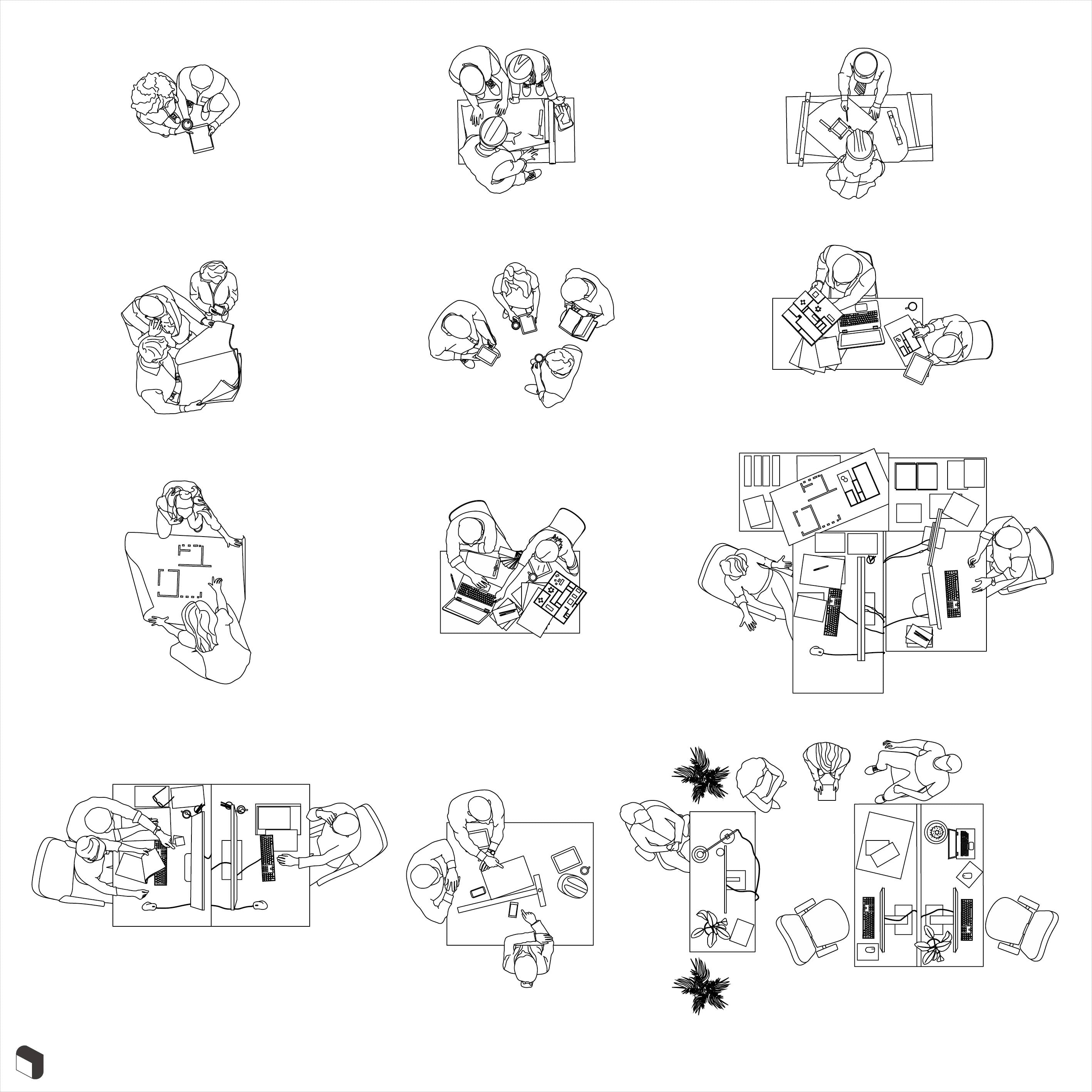 Cad Architects People Top View DWG | Toffu Co