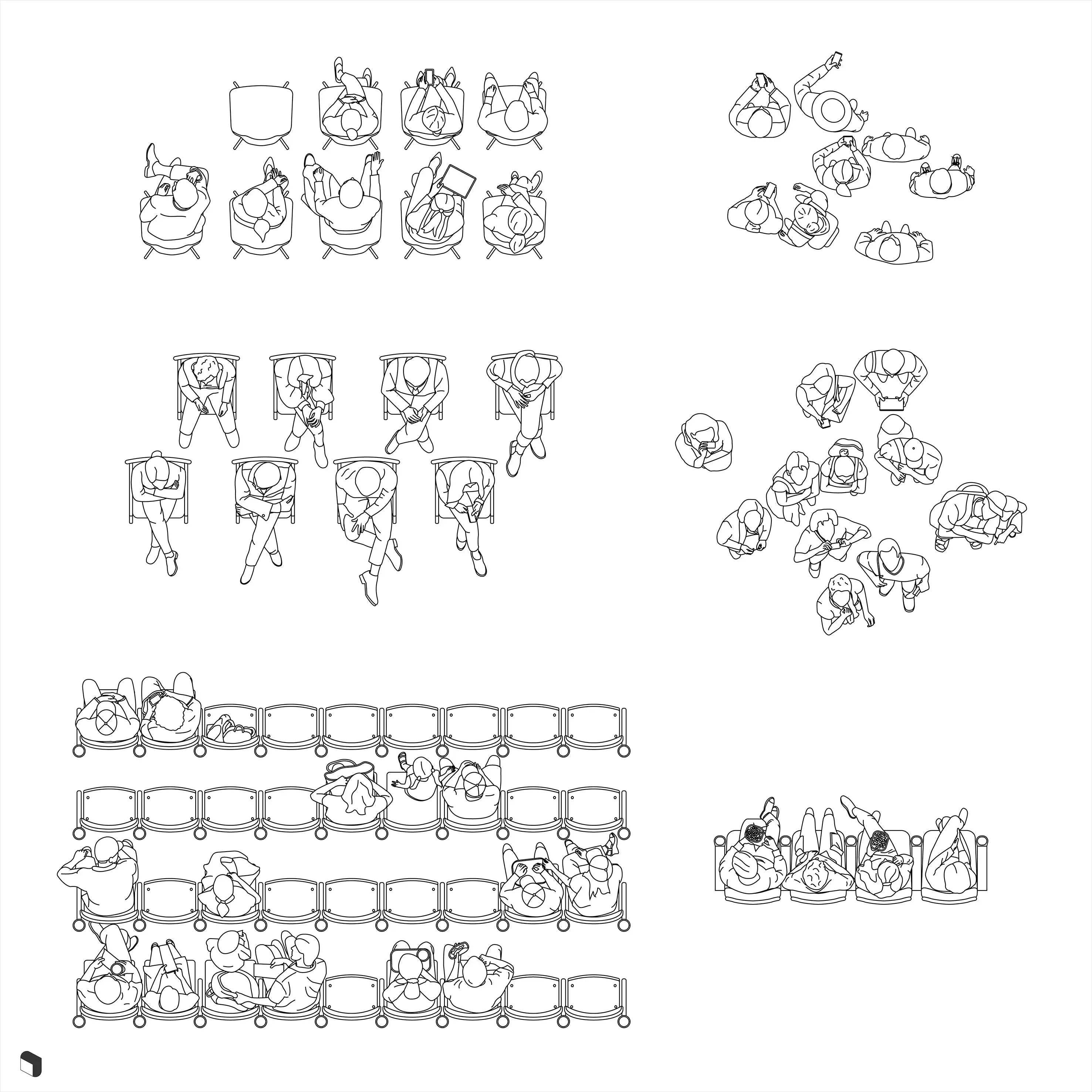 Cad Audience People Top View Digital Artwork drawings | Toffu Co