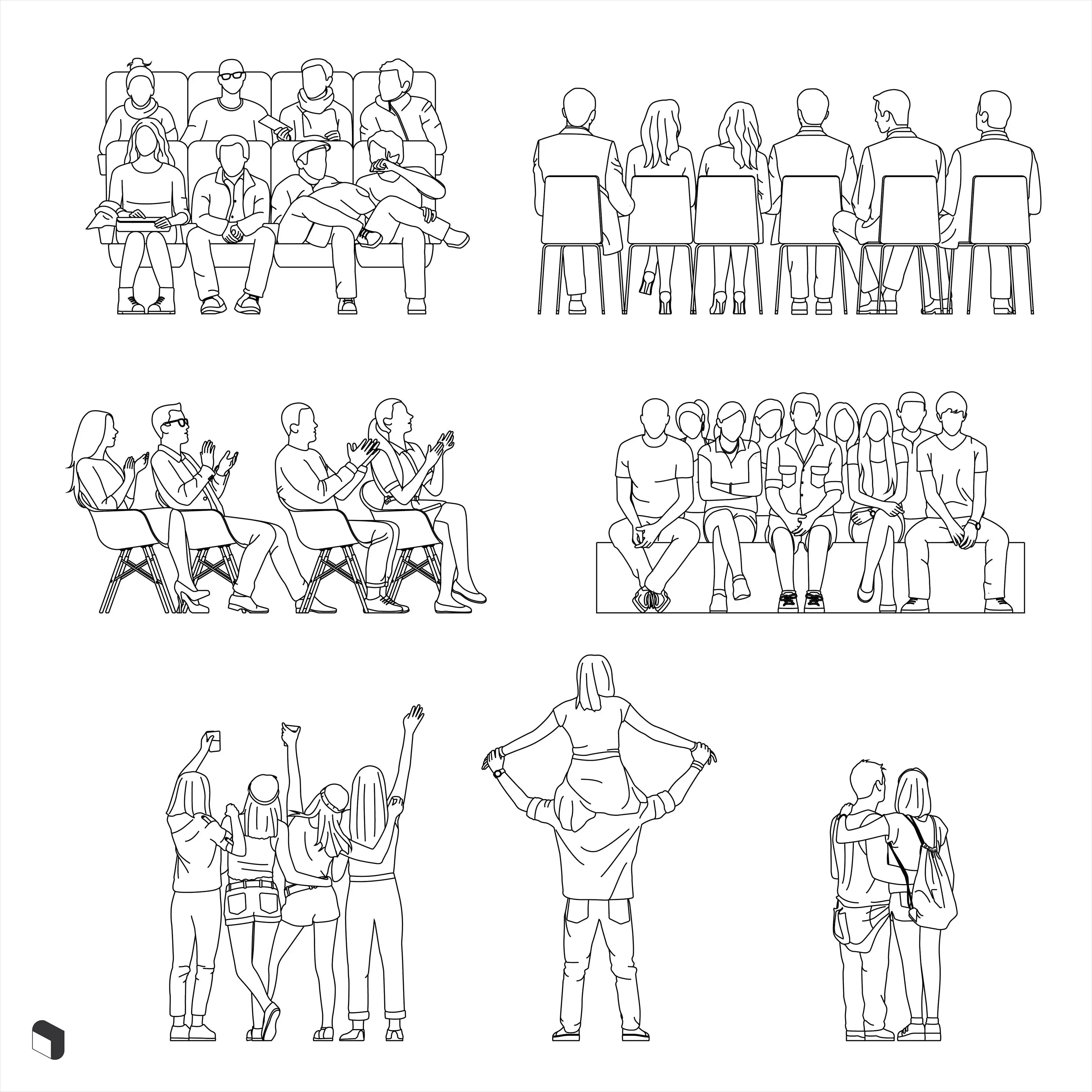 Cad Audience People 2 Digital Artwork drawings | Toffu Co