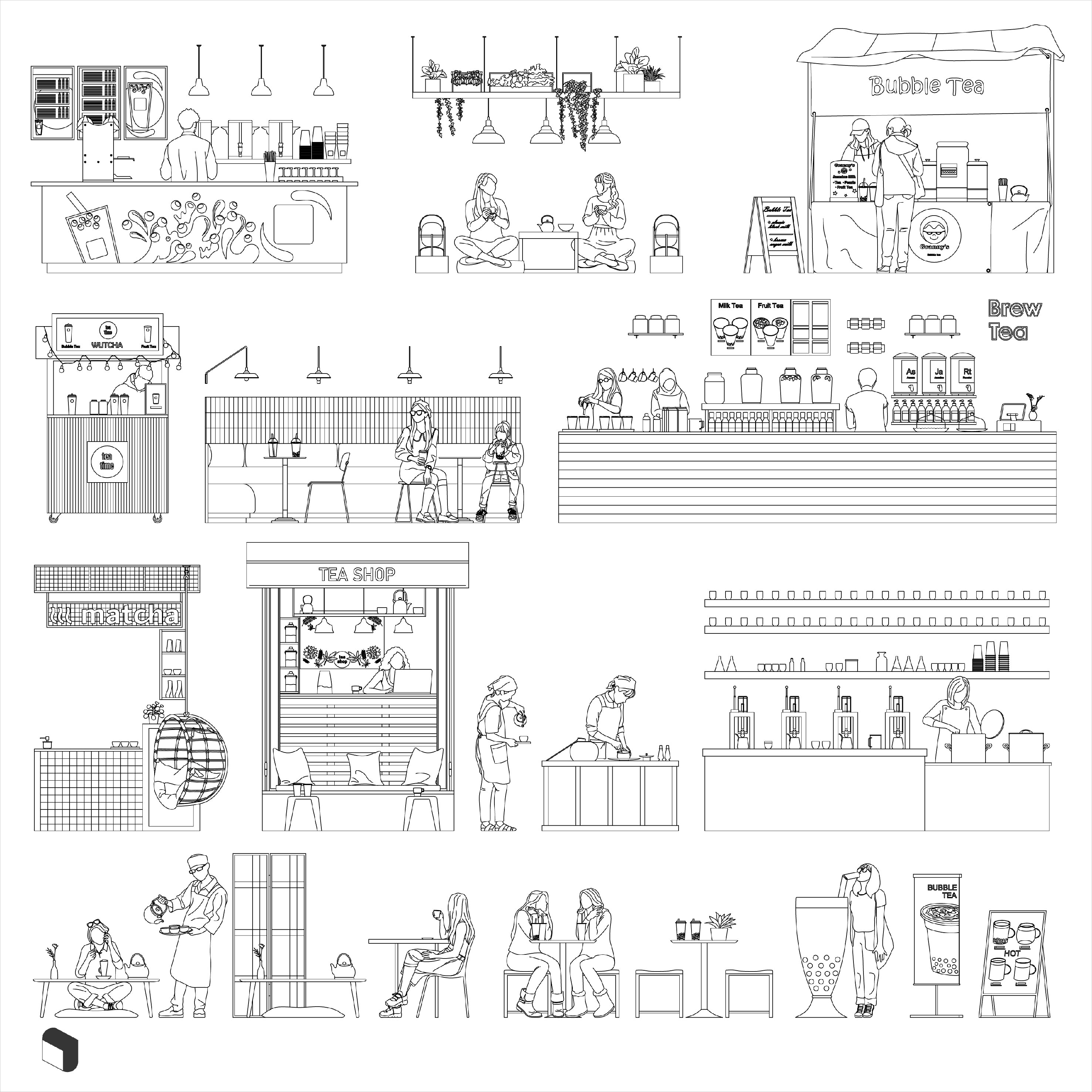 Cad Boba & Matcha Bar People DWG | Toffu Co