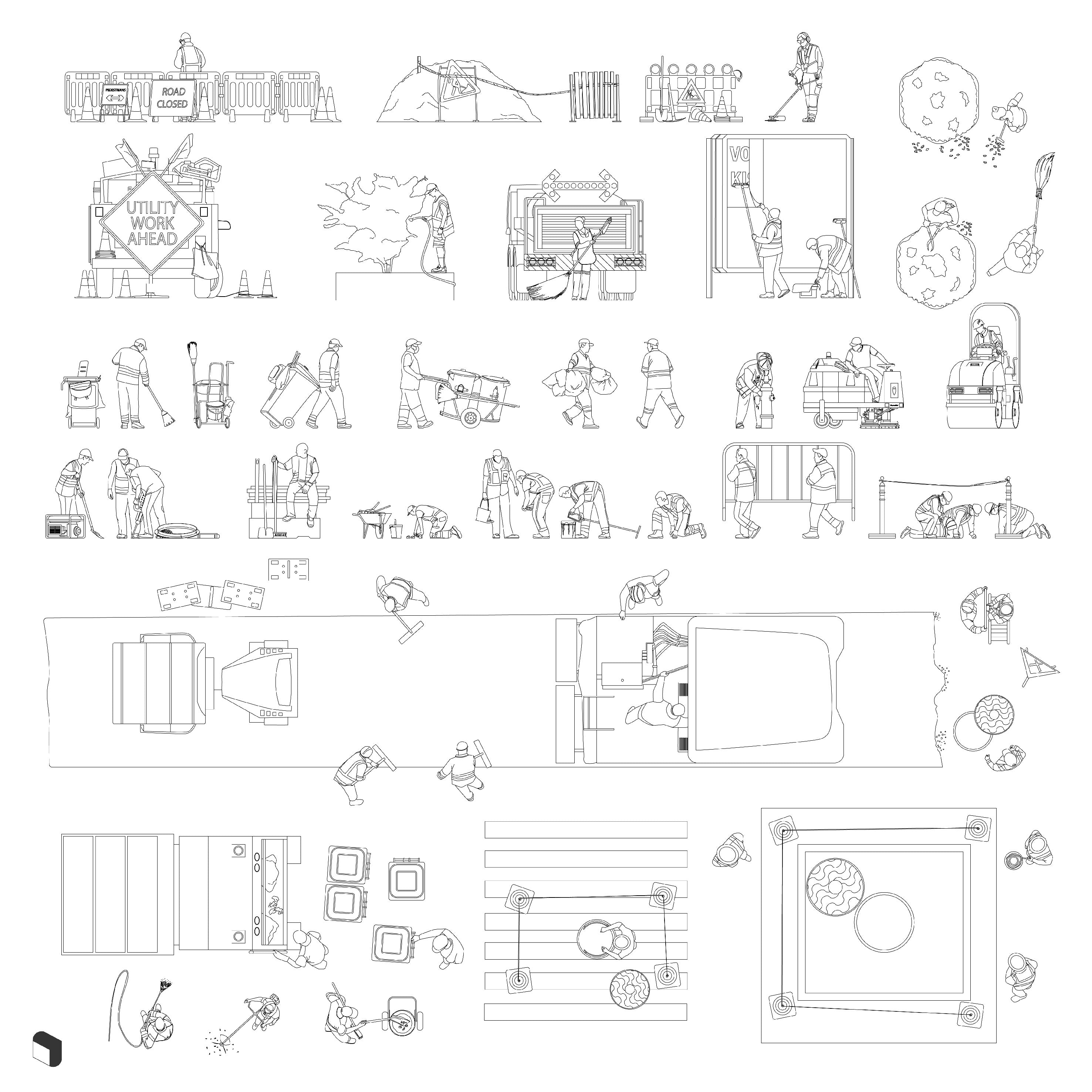 Cad City Maintenance Workers Top & Elevation DWG | Toffu Co