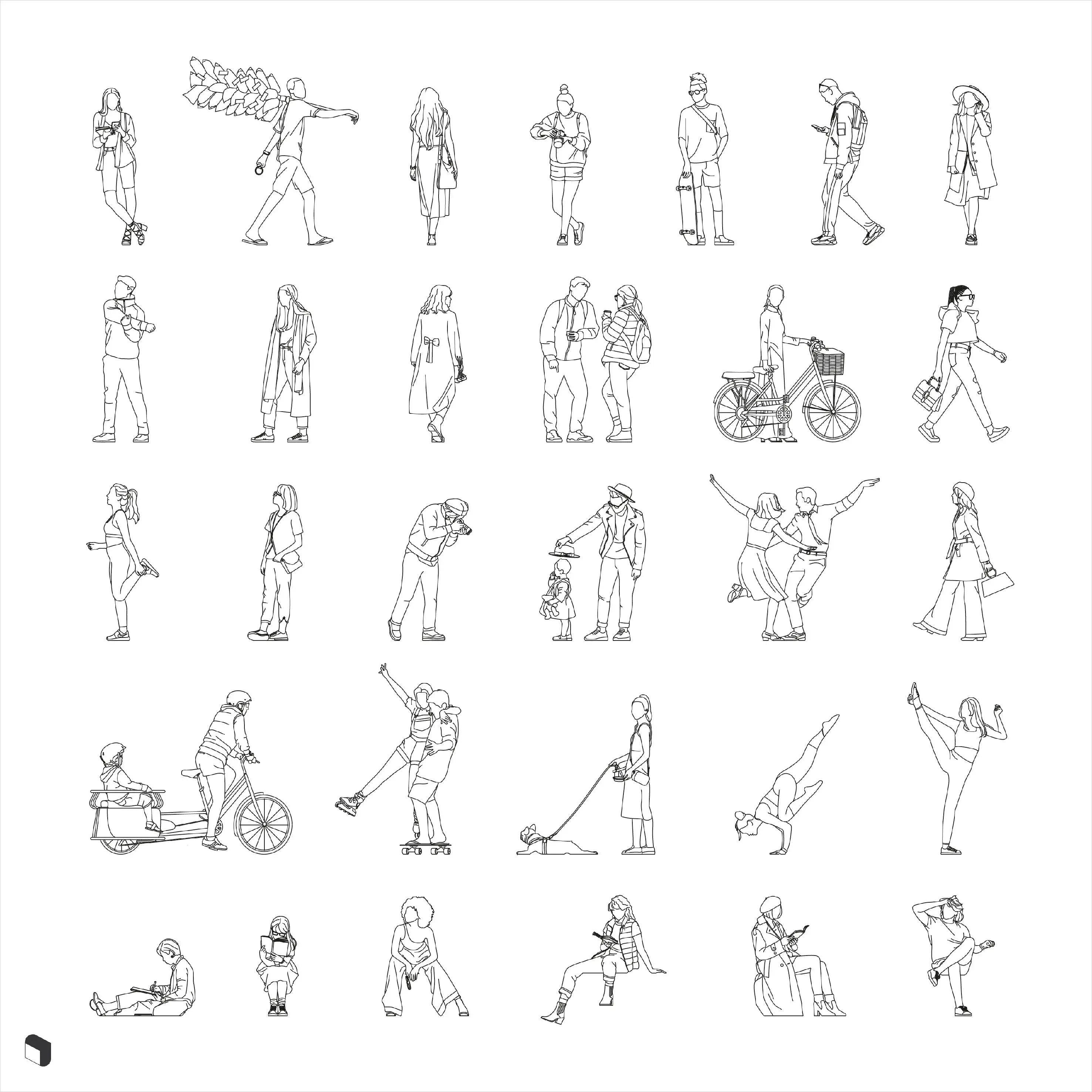 Cad Exterior People 3 Digital Artwork drawings | Toffu Co