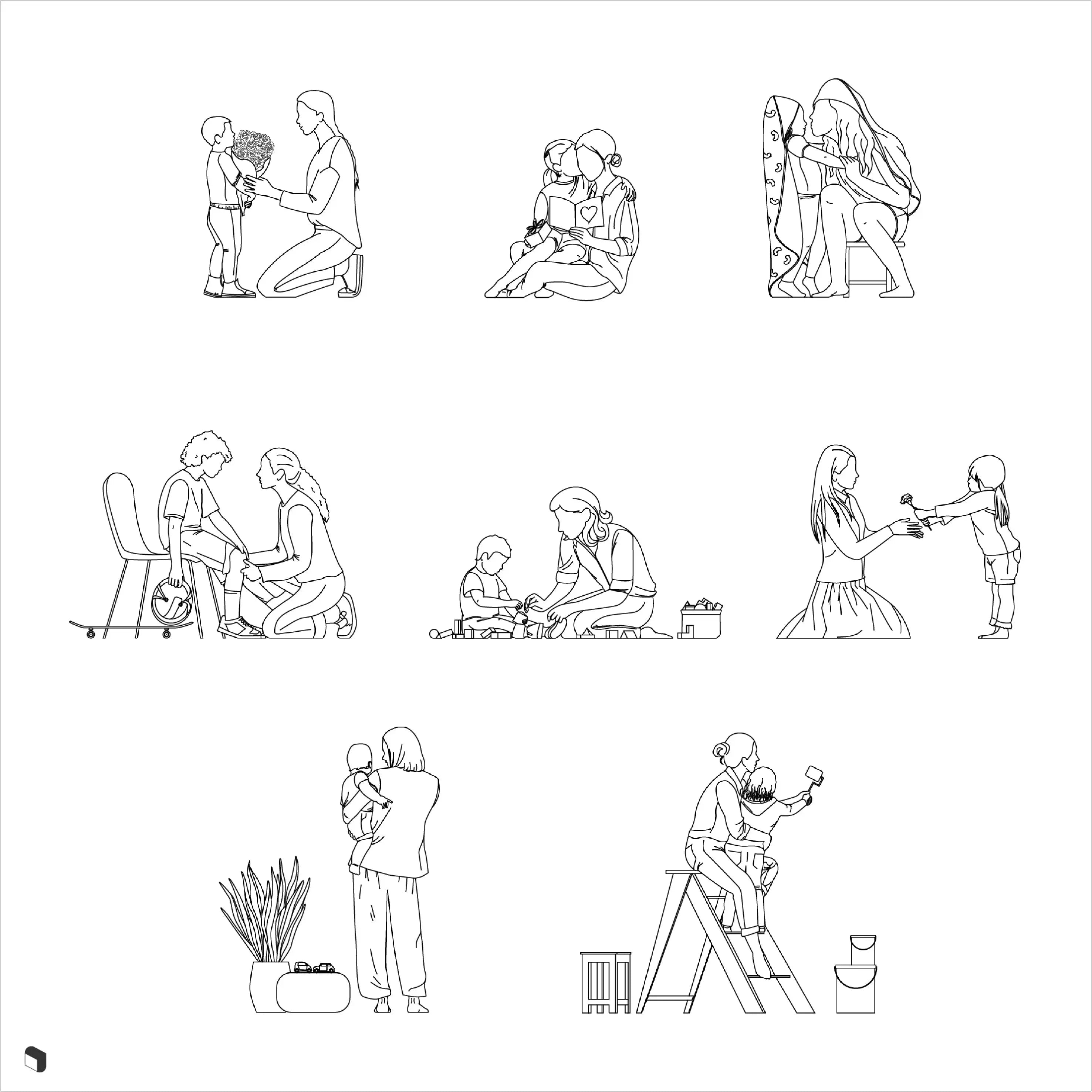 Cad People Families 2 Digital Artwork drawings | Toffu Co