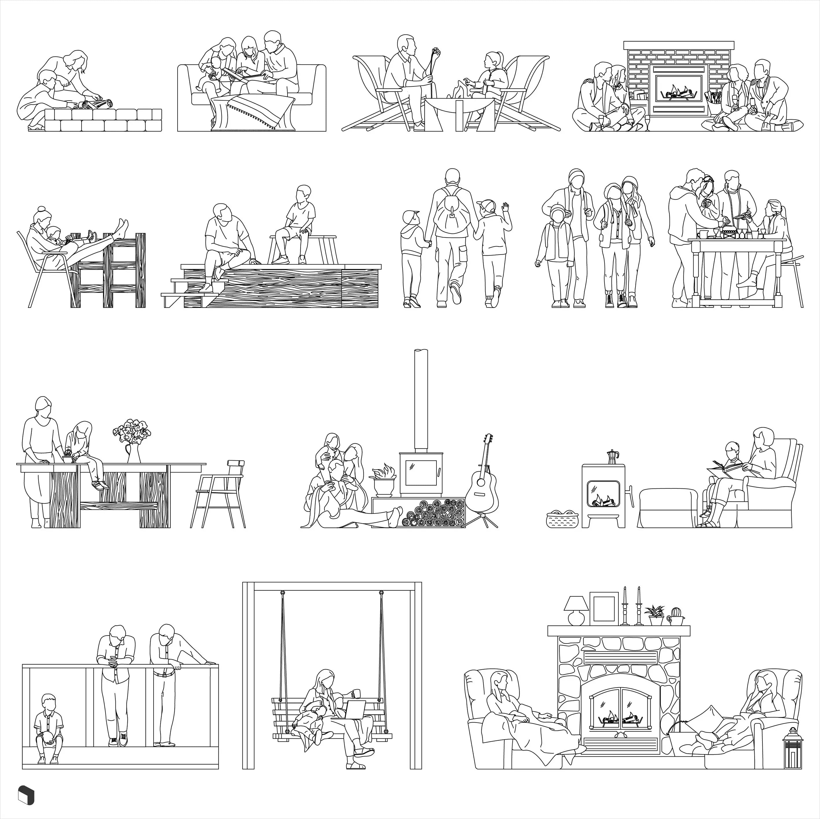Cad Family Cabin Digital Artwork drawings | Toffu Co