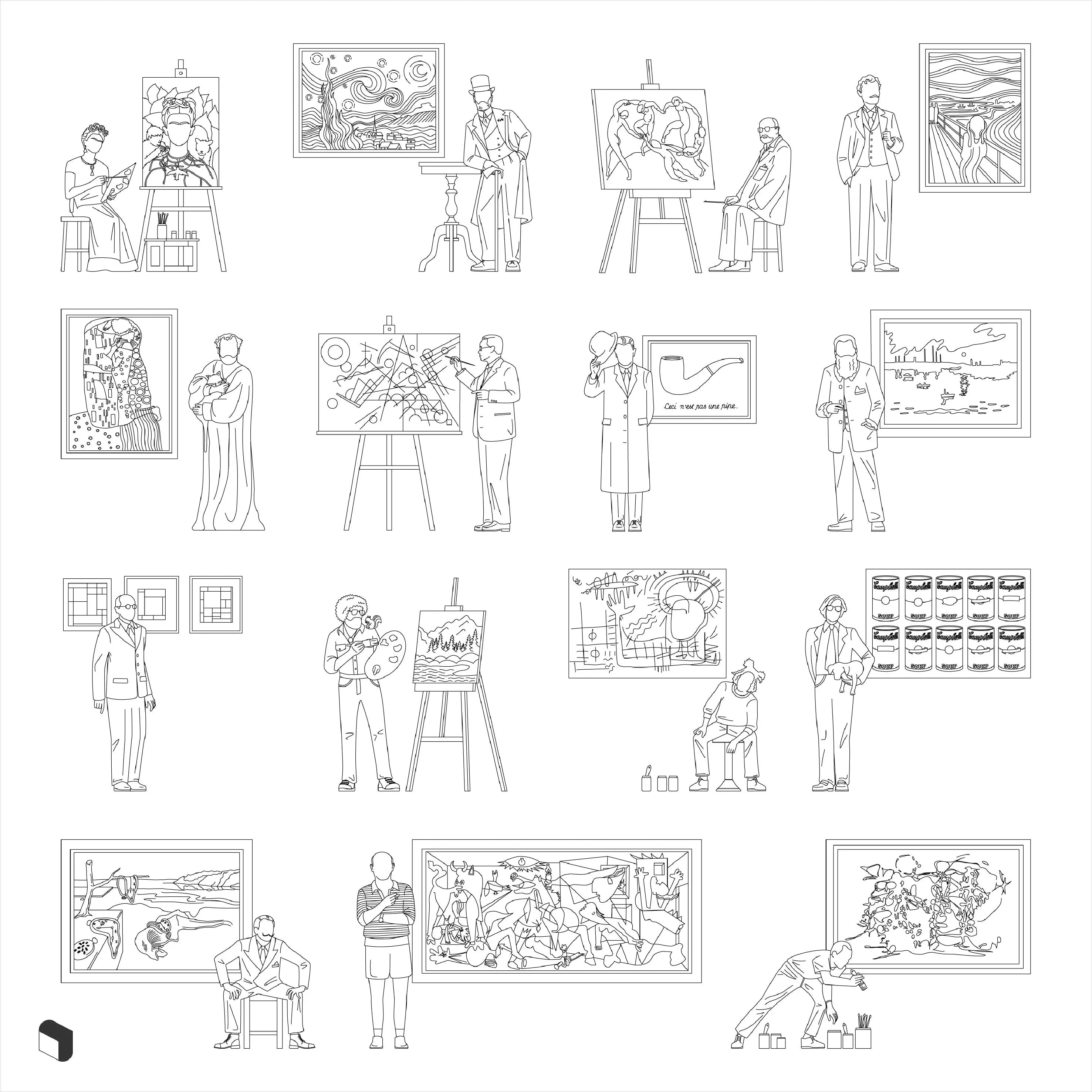 Cad Famous Painters Digital Artwork drawings | Toffu Co